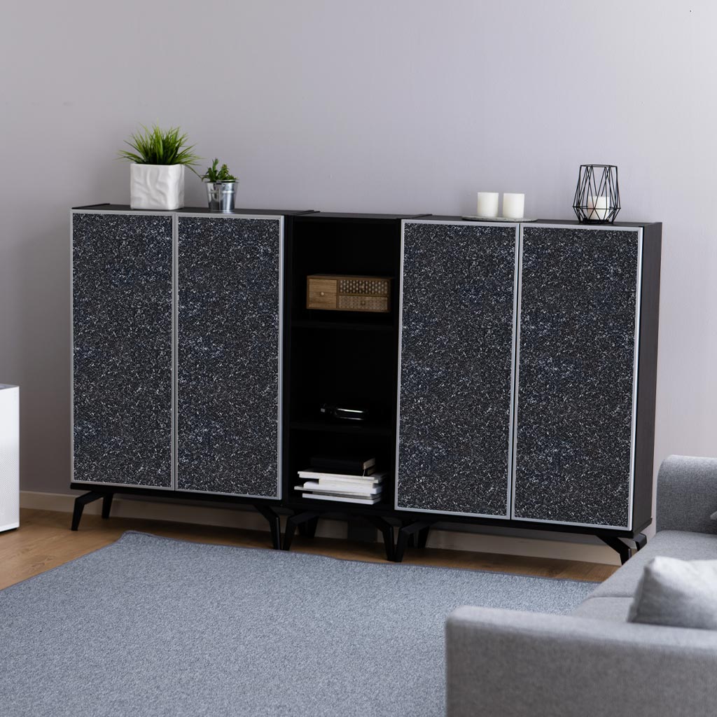Folien für möbel bekleben, selbstklebend - Wasserdichte Klebefolie für Möbel, Schrank, Tisch, Tür - UV-beständig & robust- Granit schwarz PAT029