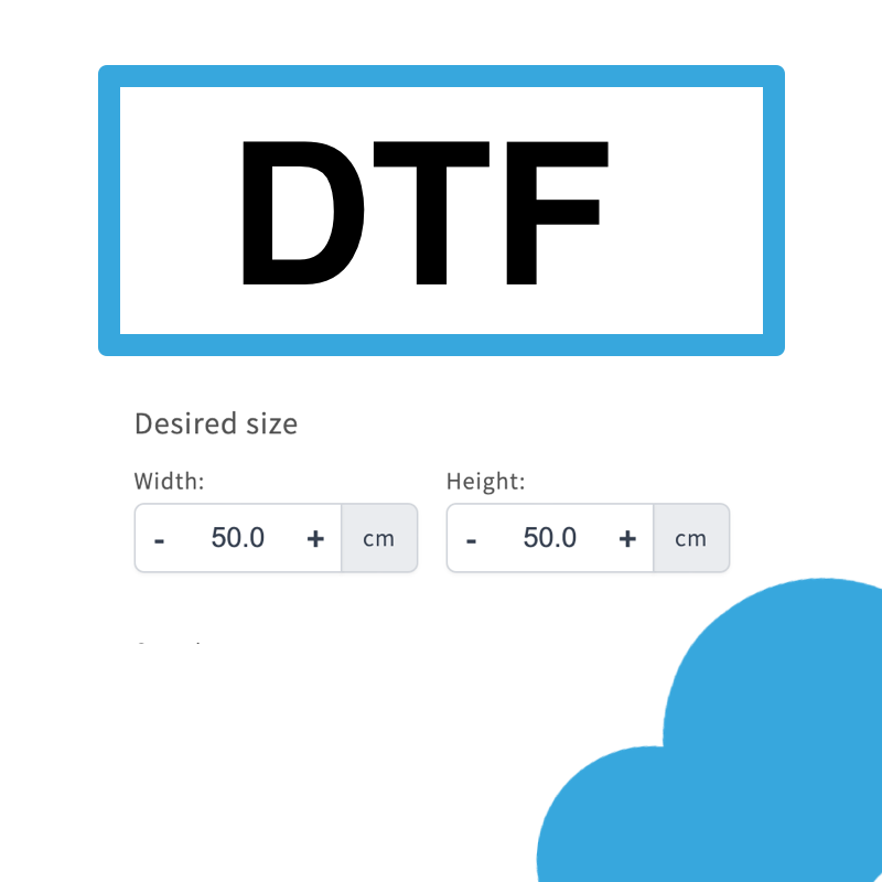Live Product Options Dimension Upload DTF