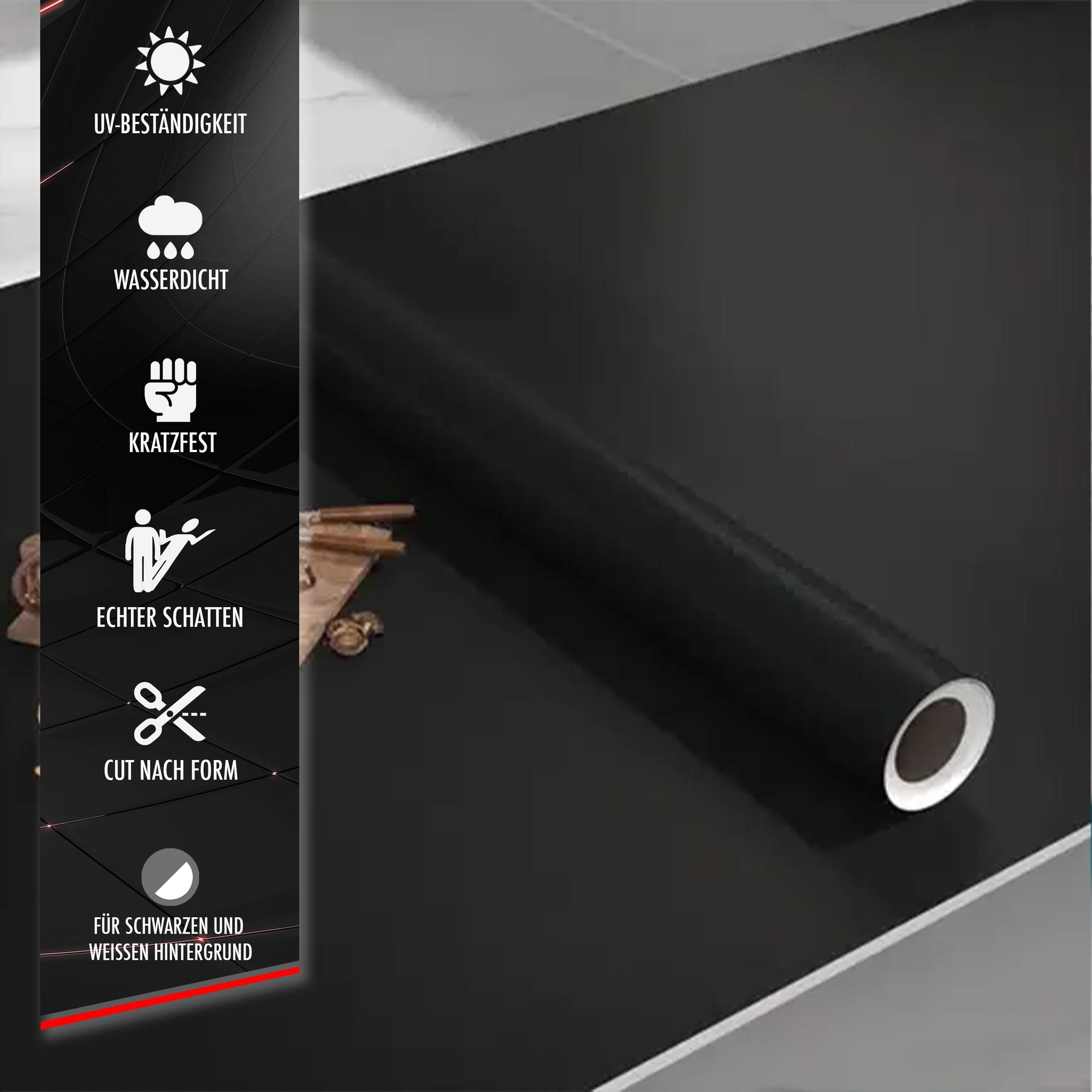 Schwarze Selbstklebefolie für Küchen