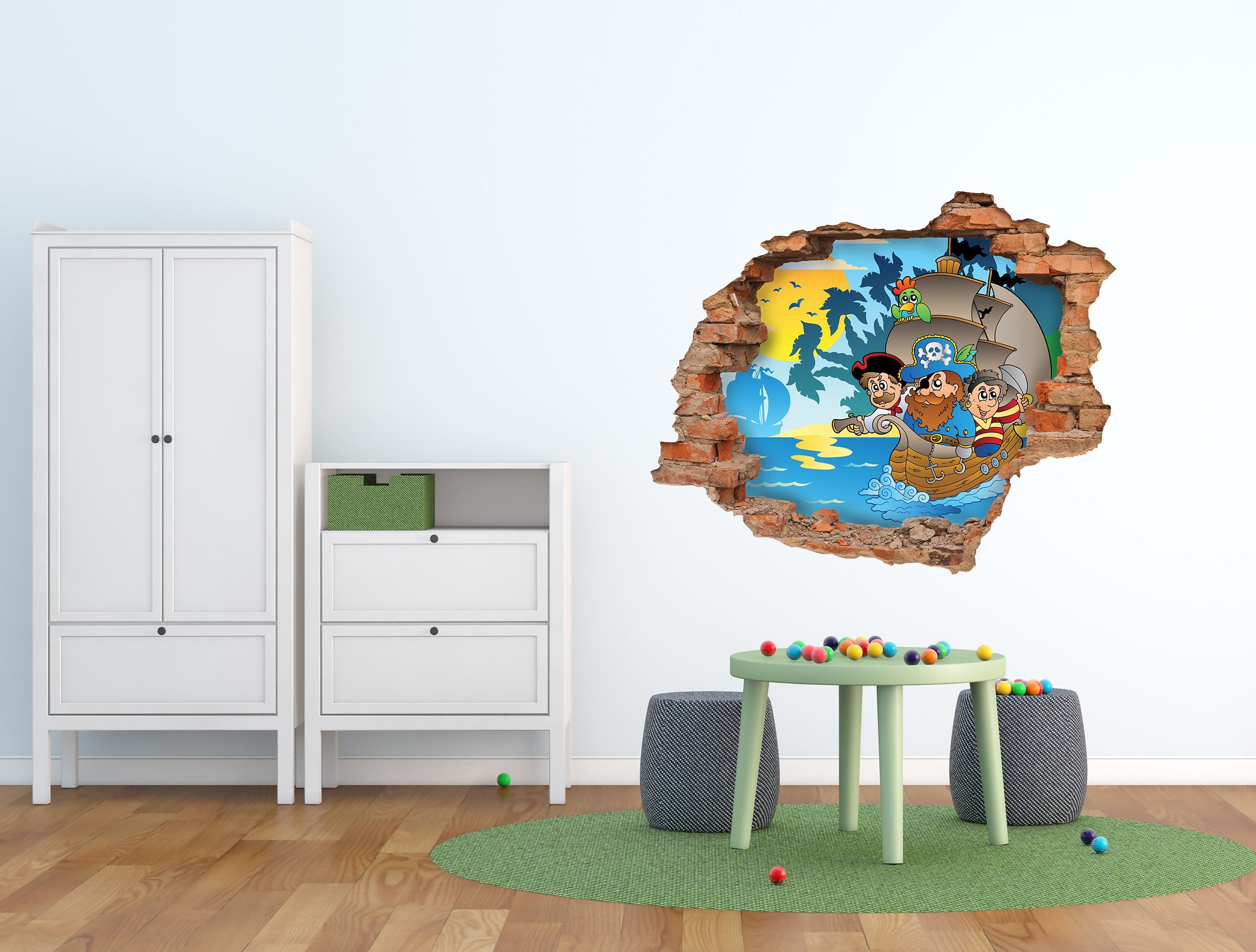 3D Kunst Wandaufkleber Piratenschiff - 3D050 - life-decor.de