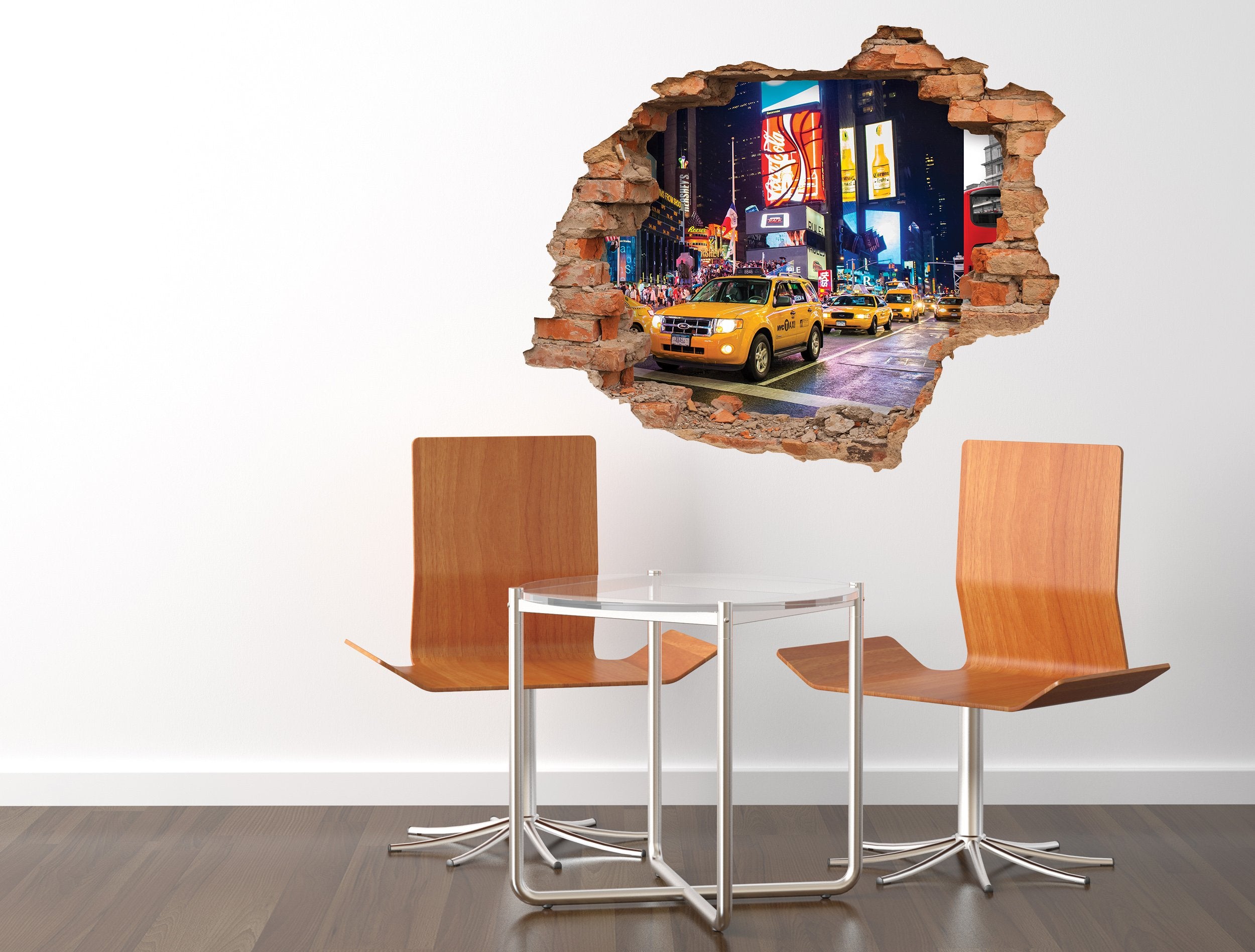 3D Kunst Wandaufkleber Gelbes Taxi - 3D032 - life-decor.de