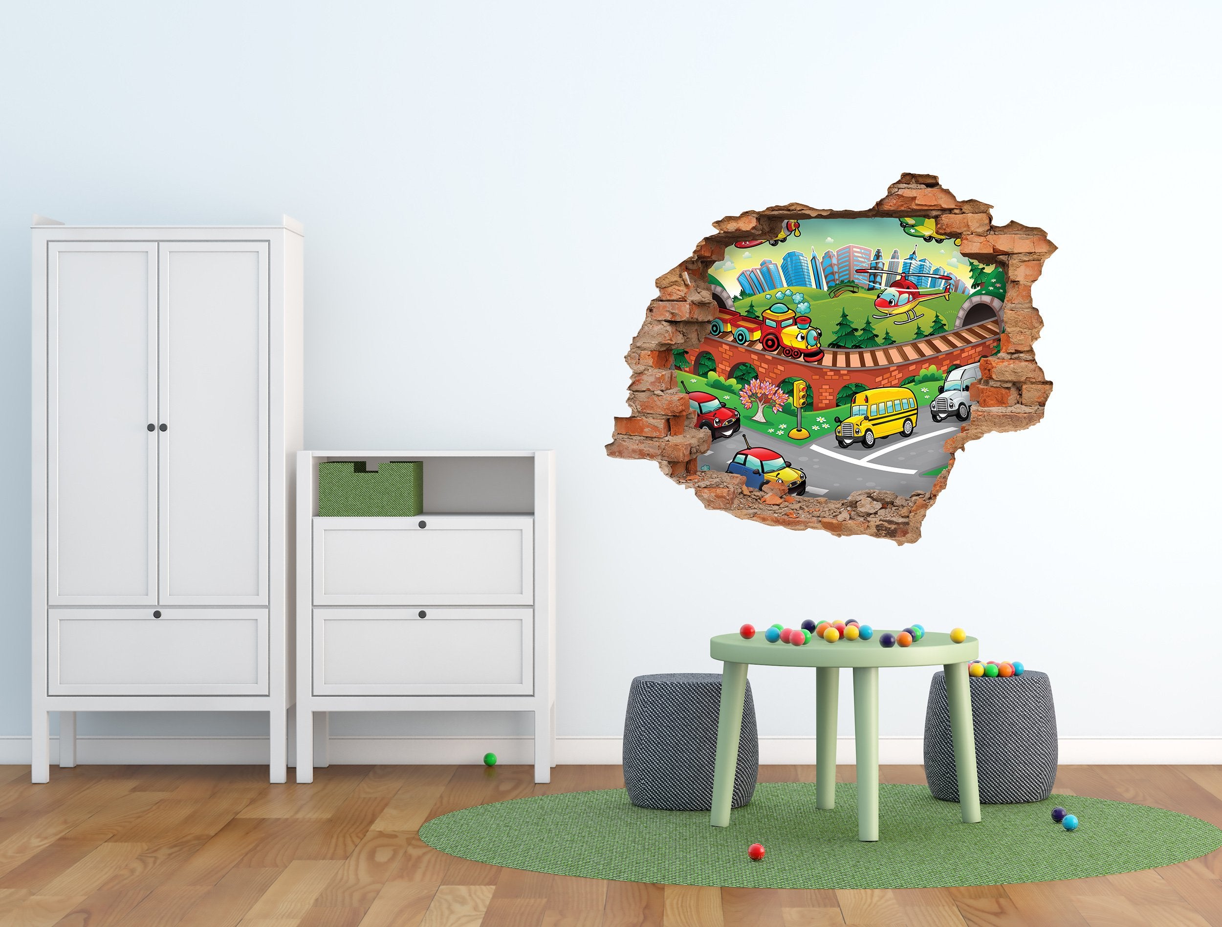 3D Kunst Wandaufkleber Autos - 3D052 - life-decor.de