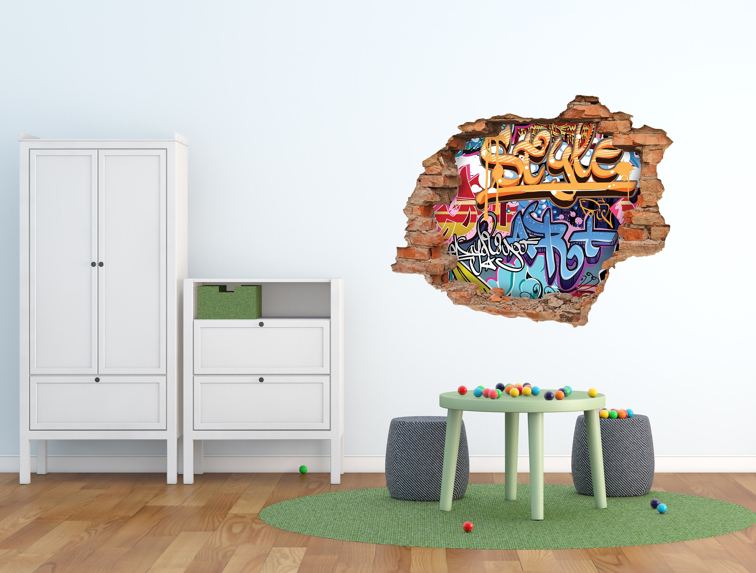 3D Kunst Wandaufkleber Grafiti - 3D054 - life-decor.de