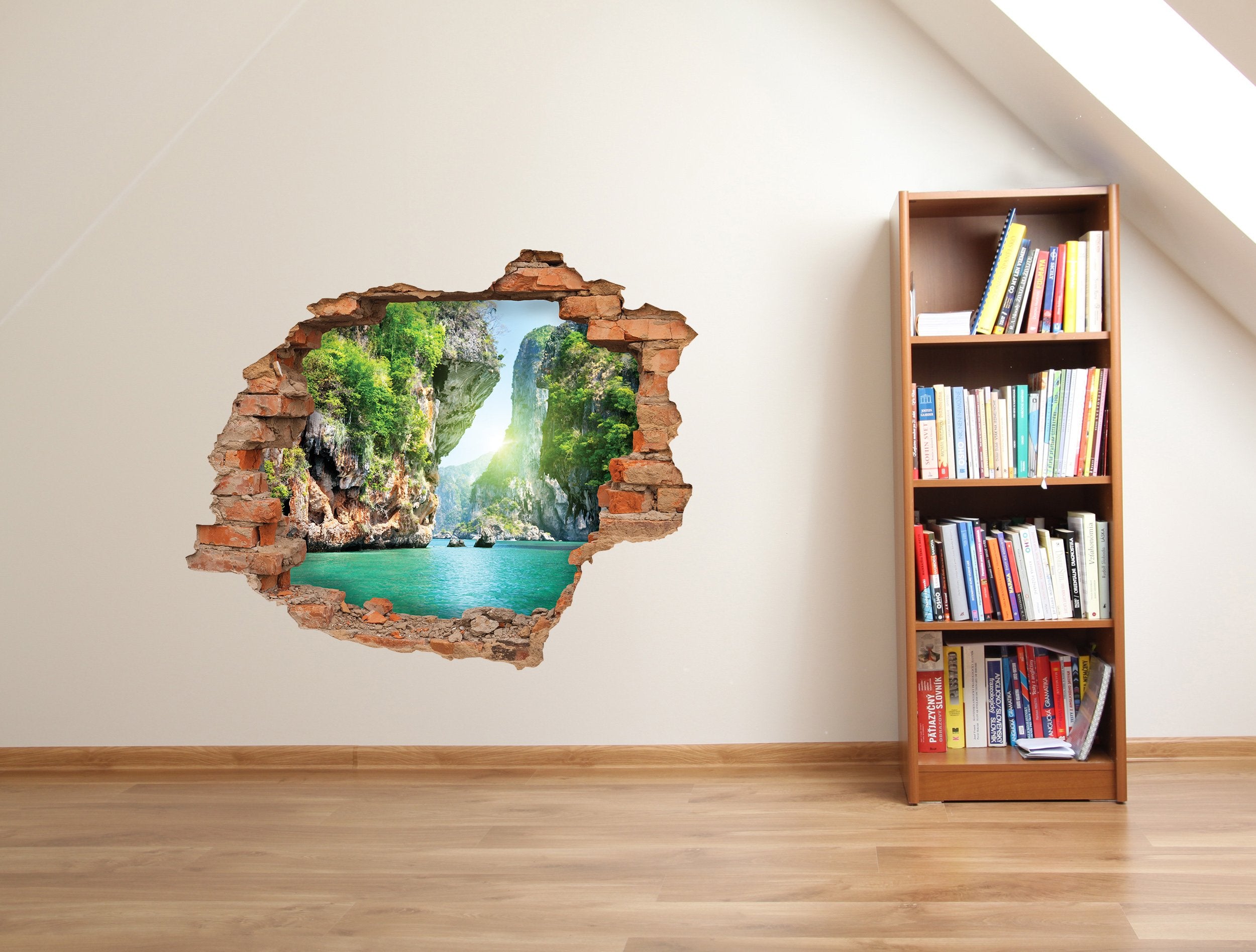 3D Kunst Wandaufkleber Grüner Wasserfall - 3D017 - life-decor.de