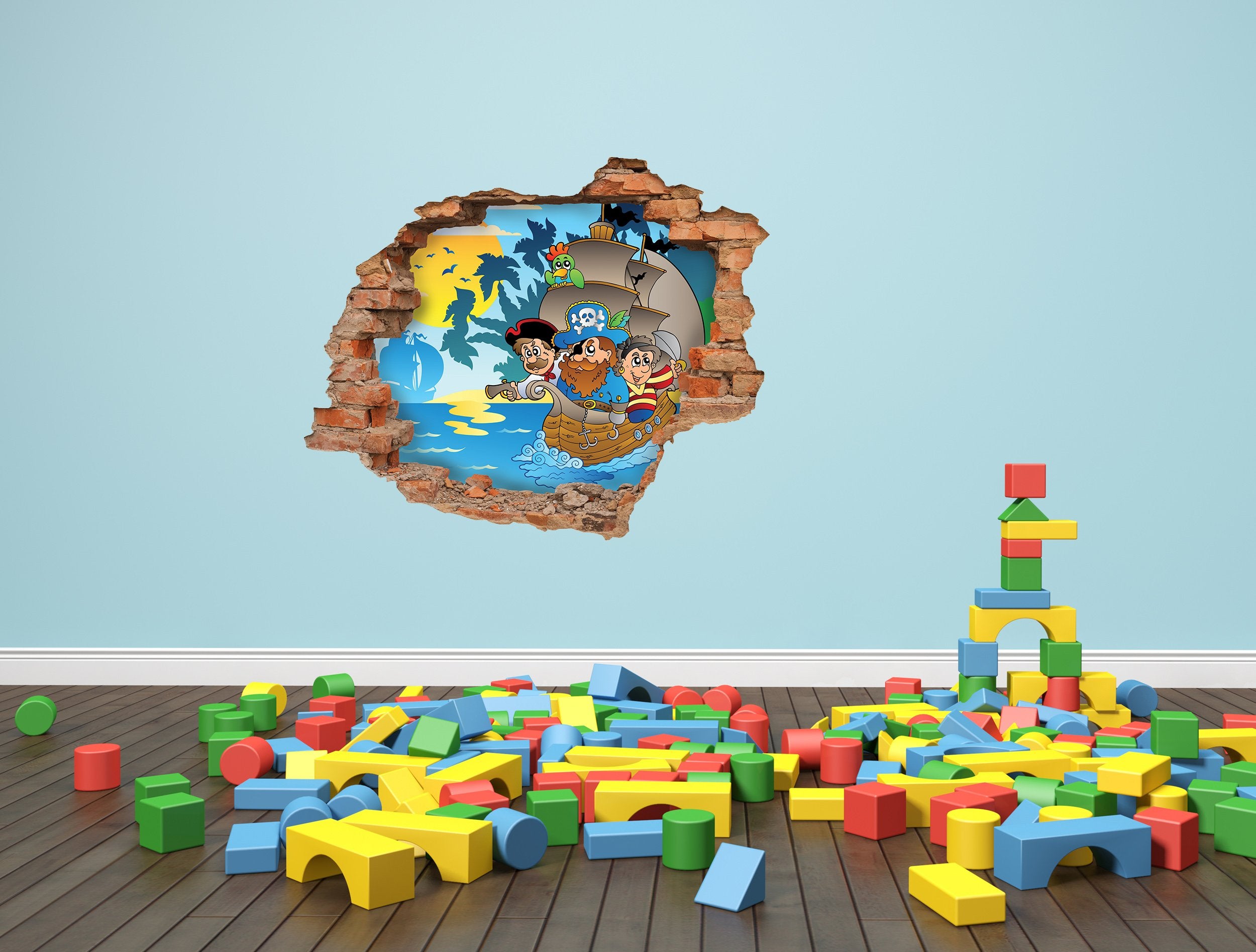 3D Kunst Wandaufkleber Piratenschiff - 3D050 - life-decor.de