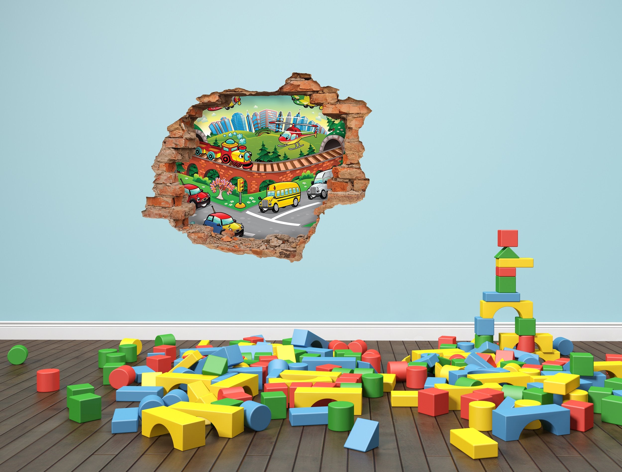 3D Kunst Wandaufkleber Autos - 3D052 - life-decor.de