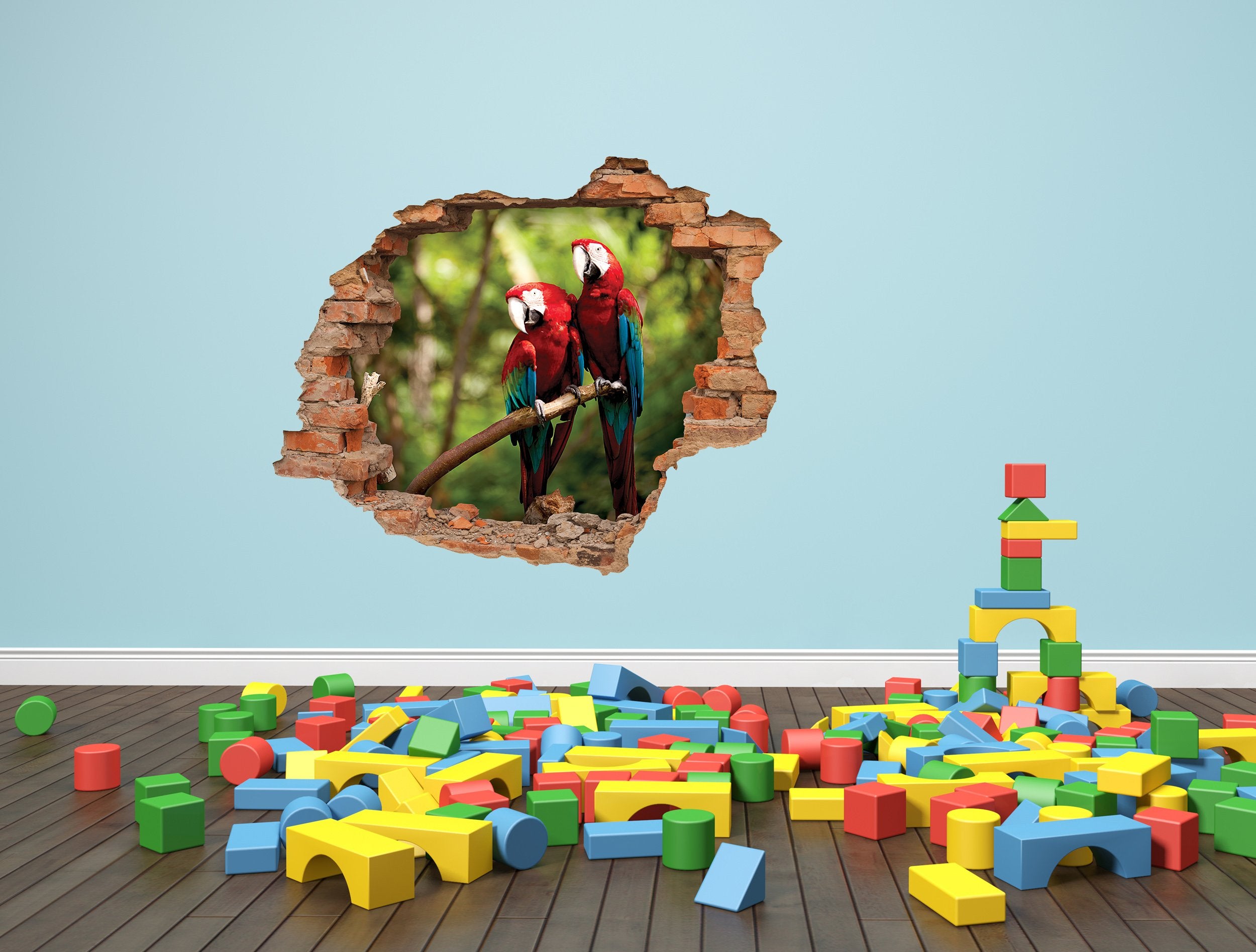 3D Kunst Wandaufkleber Papageien - 3D027 - life-decor.de