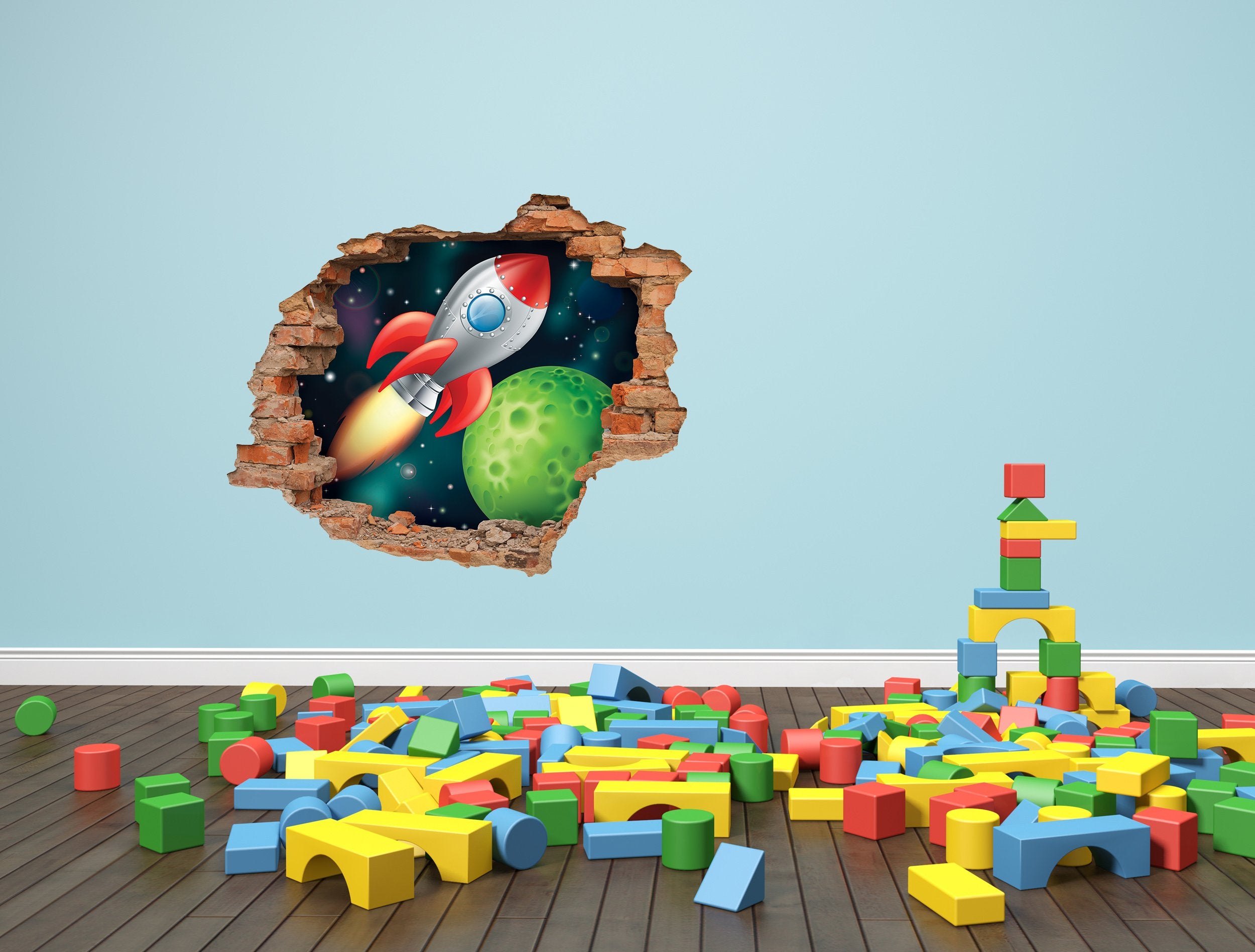 3D Kunst Wandaufkleber Raumschiff - 3D053 - life-decor.de