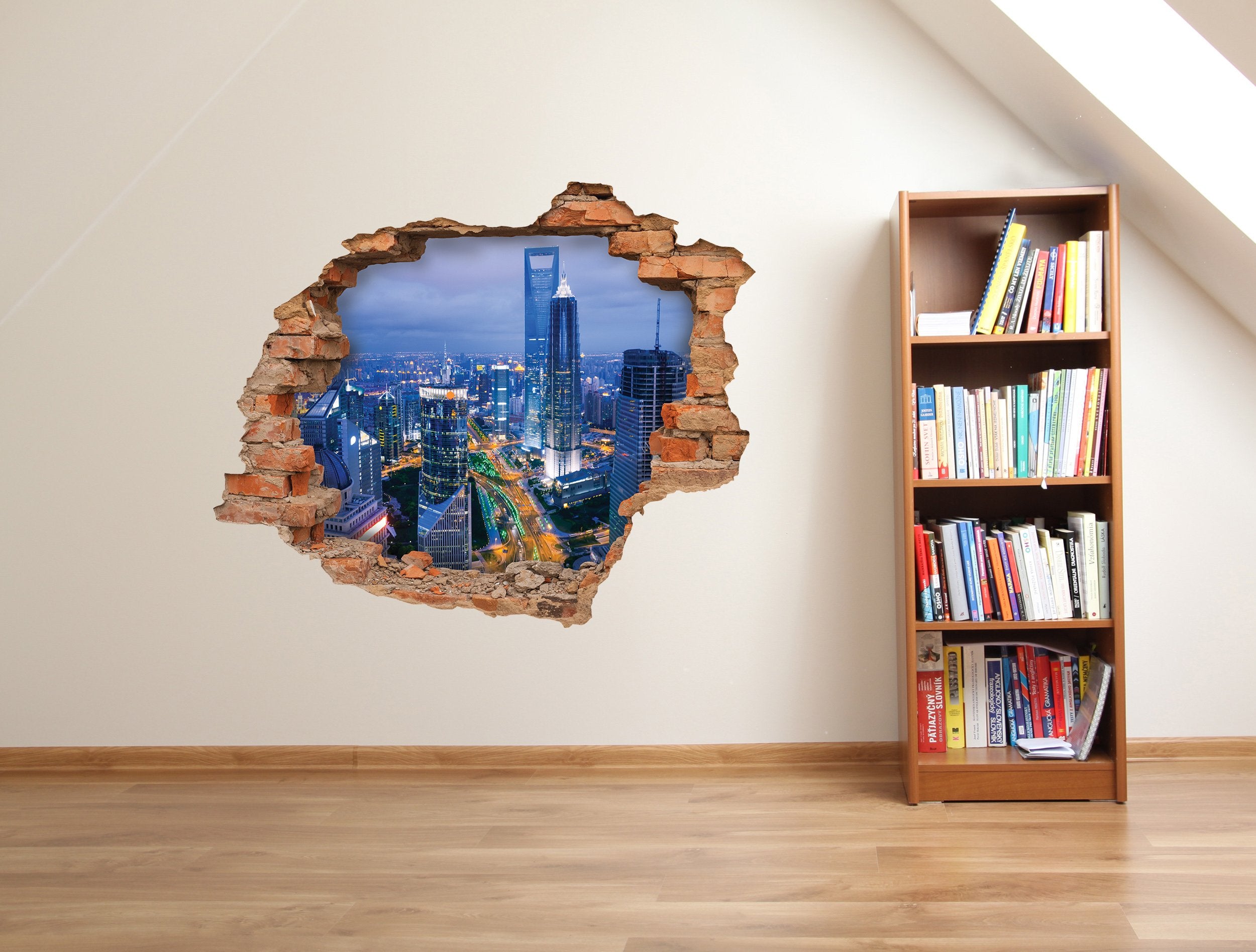 3D Kunst Wandaufkleber Stadt in der Nacht - 3D011 - life-decor.de