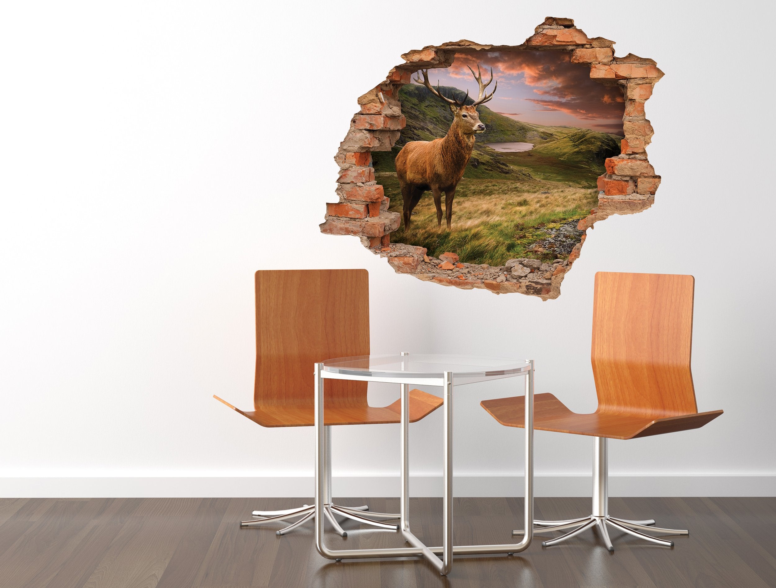 3D Kunst Wandaufkleber Hirsch - 3D034