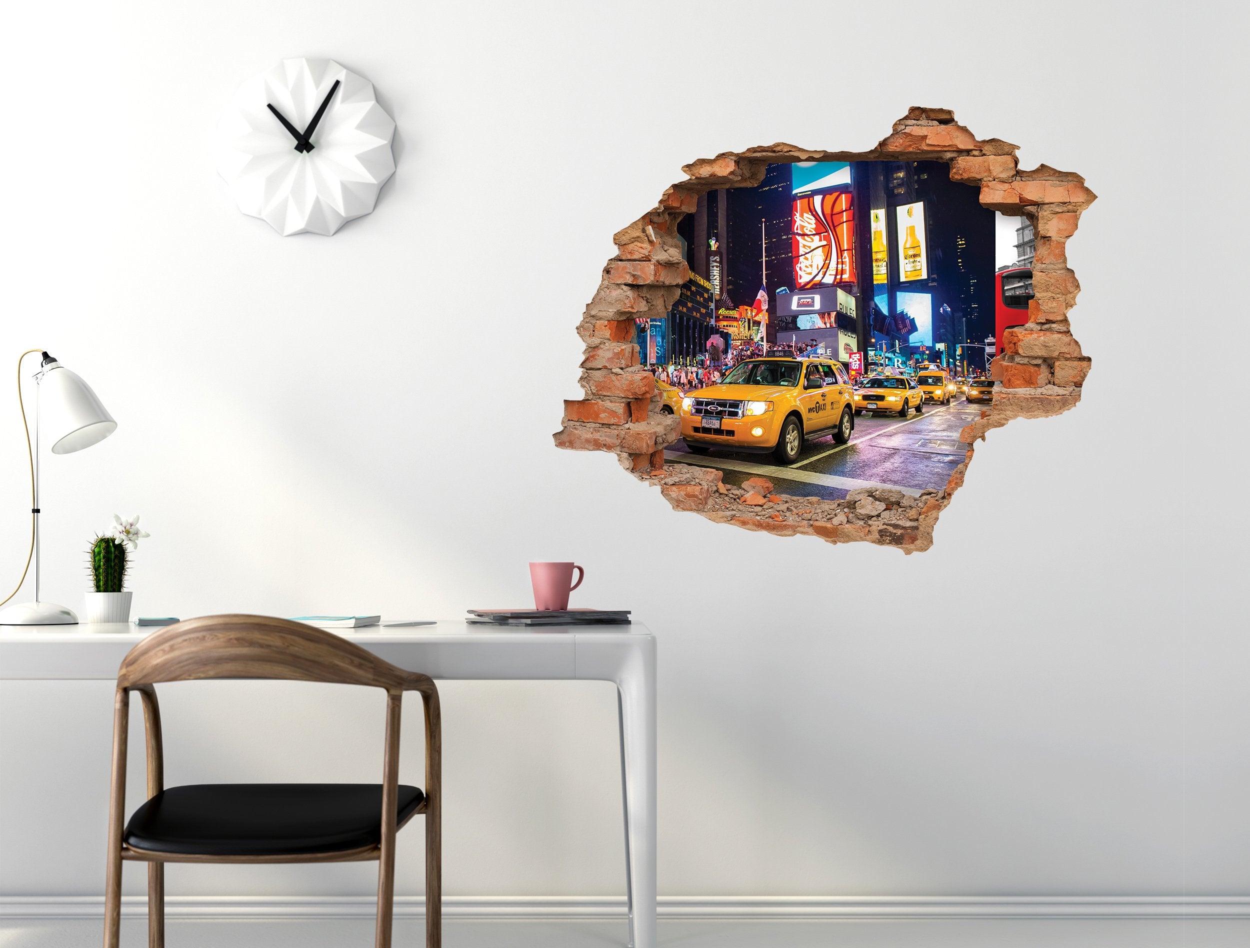 3D Kunst Wandaufkleber Gelbes Taxi - 3D032 - life-decor.de