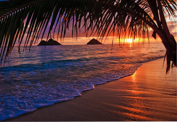 PVC Fototapete Pacific Sunrise At Lanikai - ECO Wandbild Selbstklebende Tapete - 3D Vinyl Wandsticker XXL SW413
