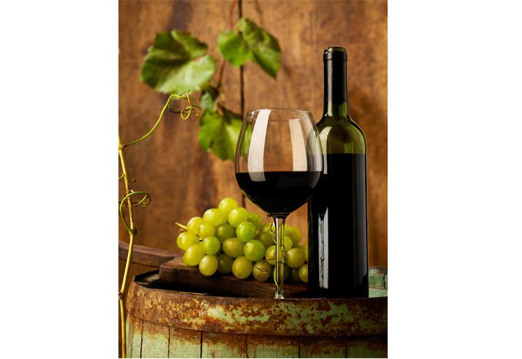 PVC Fototapete Red Wine And Grapes - ECO Wandbild Selbstklebende Tapete - 3D Vinyl Wandsticker XXL SW430