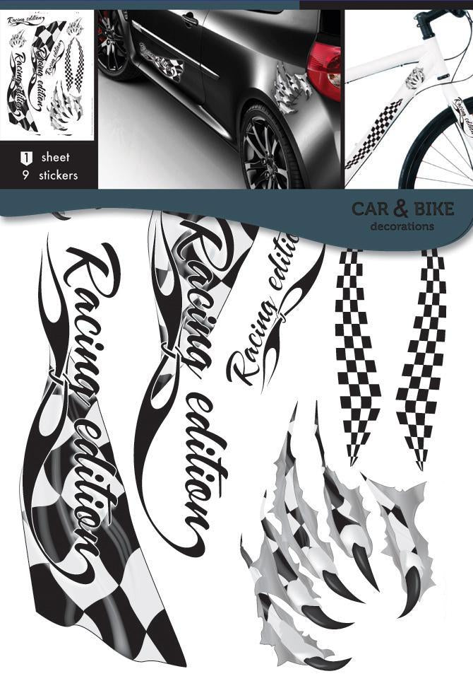 selbstklebender Aufkleber für ein Fahrrad - Rennflagge - life-decor.de