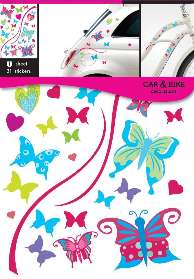 selbstklebender Aufkleber für ein Fahrrad - Bunter Schmetterling - life-decor.de