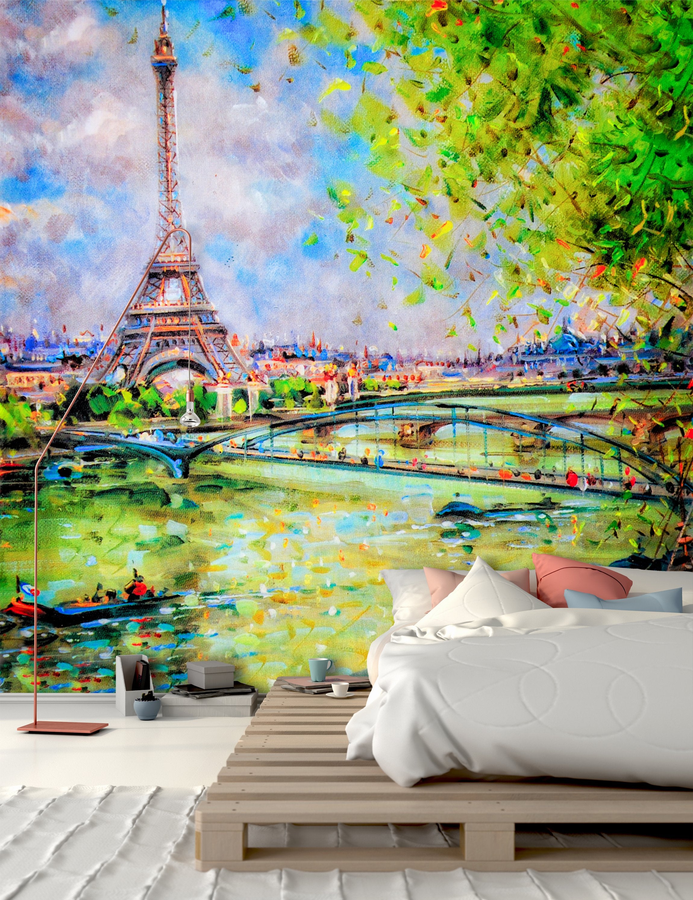 PVC Fototapete Colorful Painting Of Eiffel – ECO Wandbild Selbstklebende Tapete – 3D Vinyl Wandsticker XXL SW197 - life-decor.de
