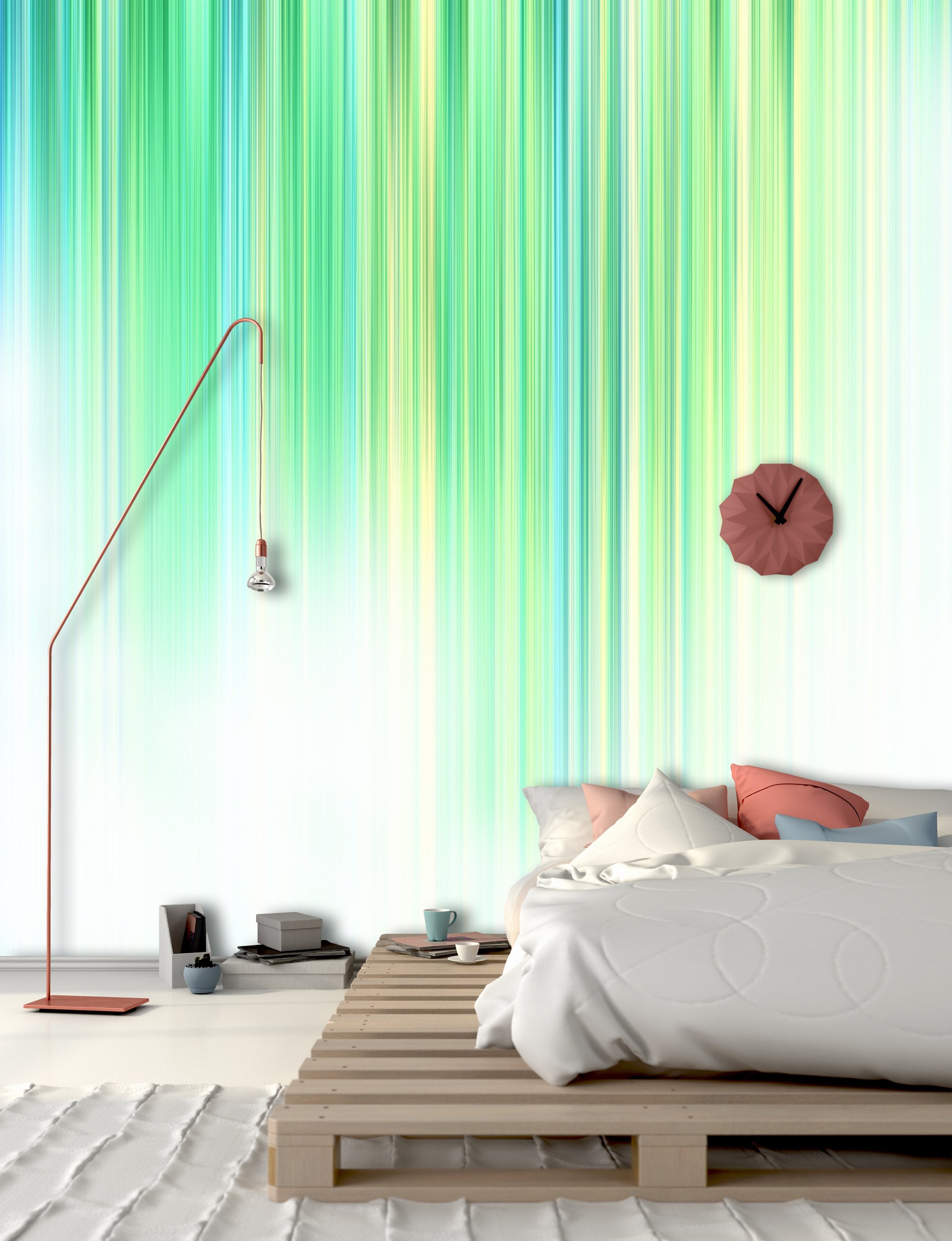 PVC Fototapete Fading Green Stripes - ECO Wandbild Selbstklebende Tapete - 3D Vinyl Wandsticker XXL SW295