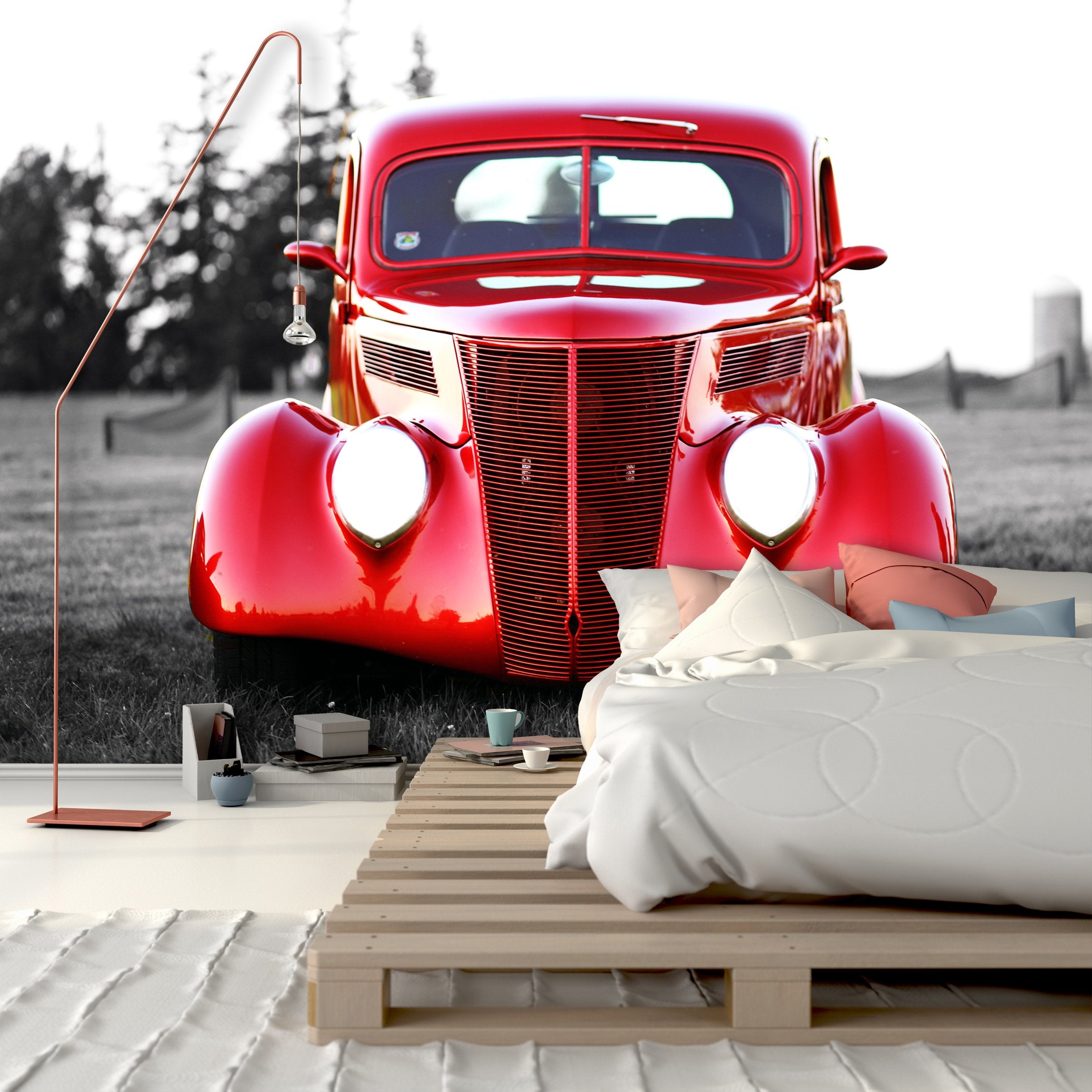 PVC Fototapete Vintage Car - ECO Wandbild Selbstklebende Tapete - 3D Vinyl Wandsticker XXL SW106