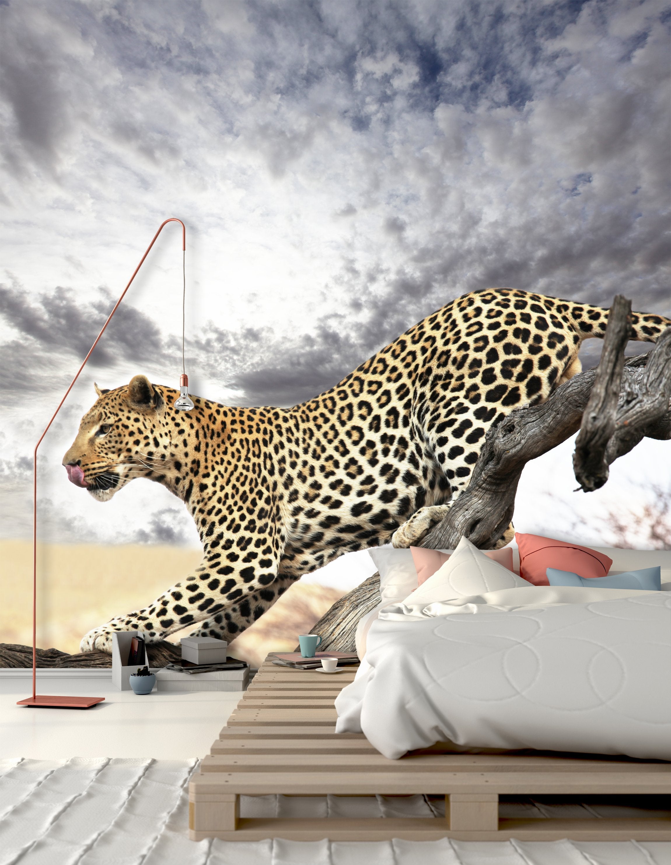 PVC Fototapete Leopard – ECO Wandbild Selbstklebende Tapete – 3D Vinyl Wandsticker XXL SW077 - life-decor.de