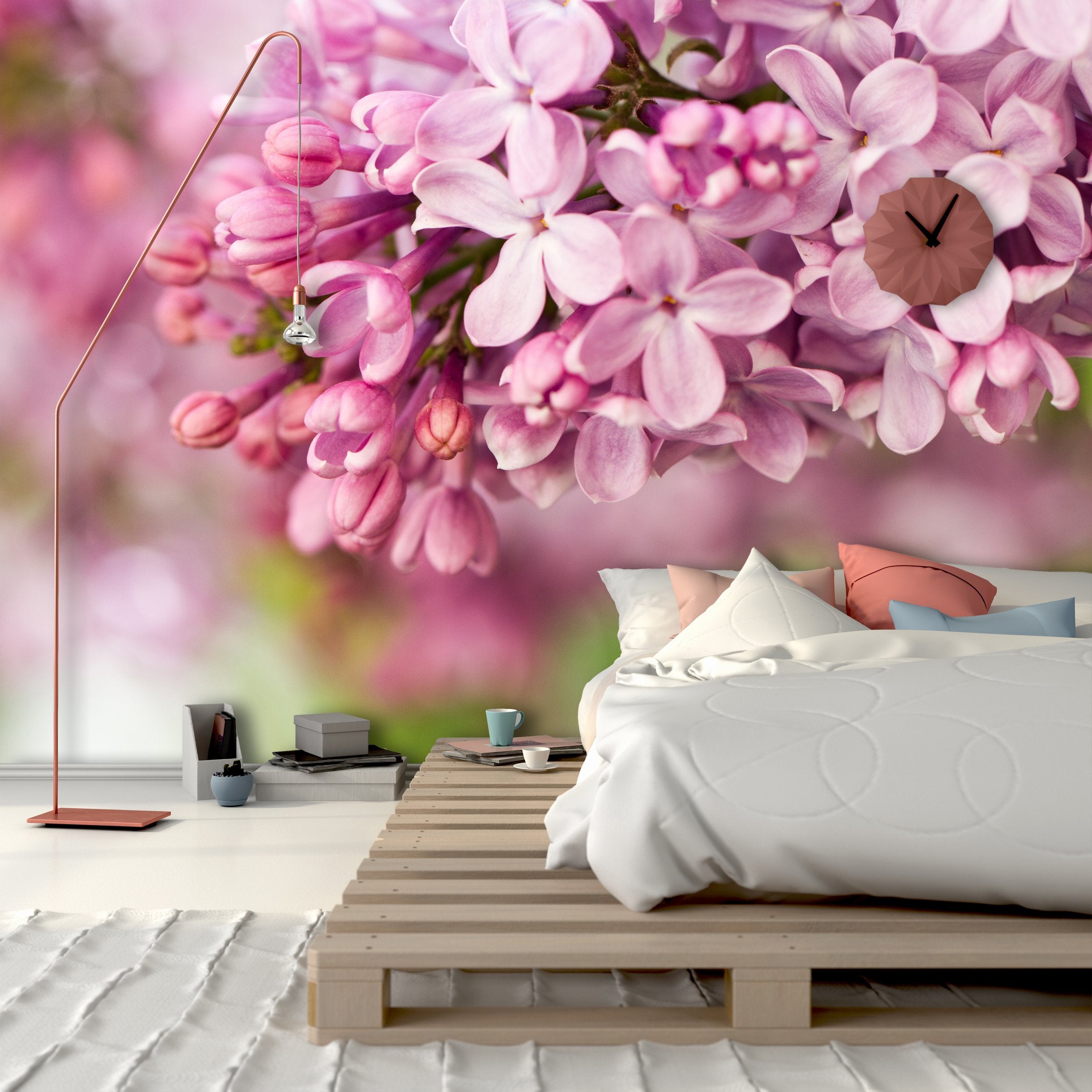 PVC Fototapete Lilac Flowers – ECO Wandbild Selbstklebende Tapete – 3D Vinyl Wandsticker XXL SW271 - life-decor.de