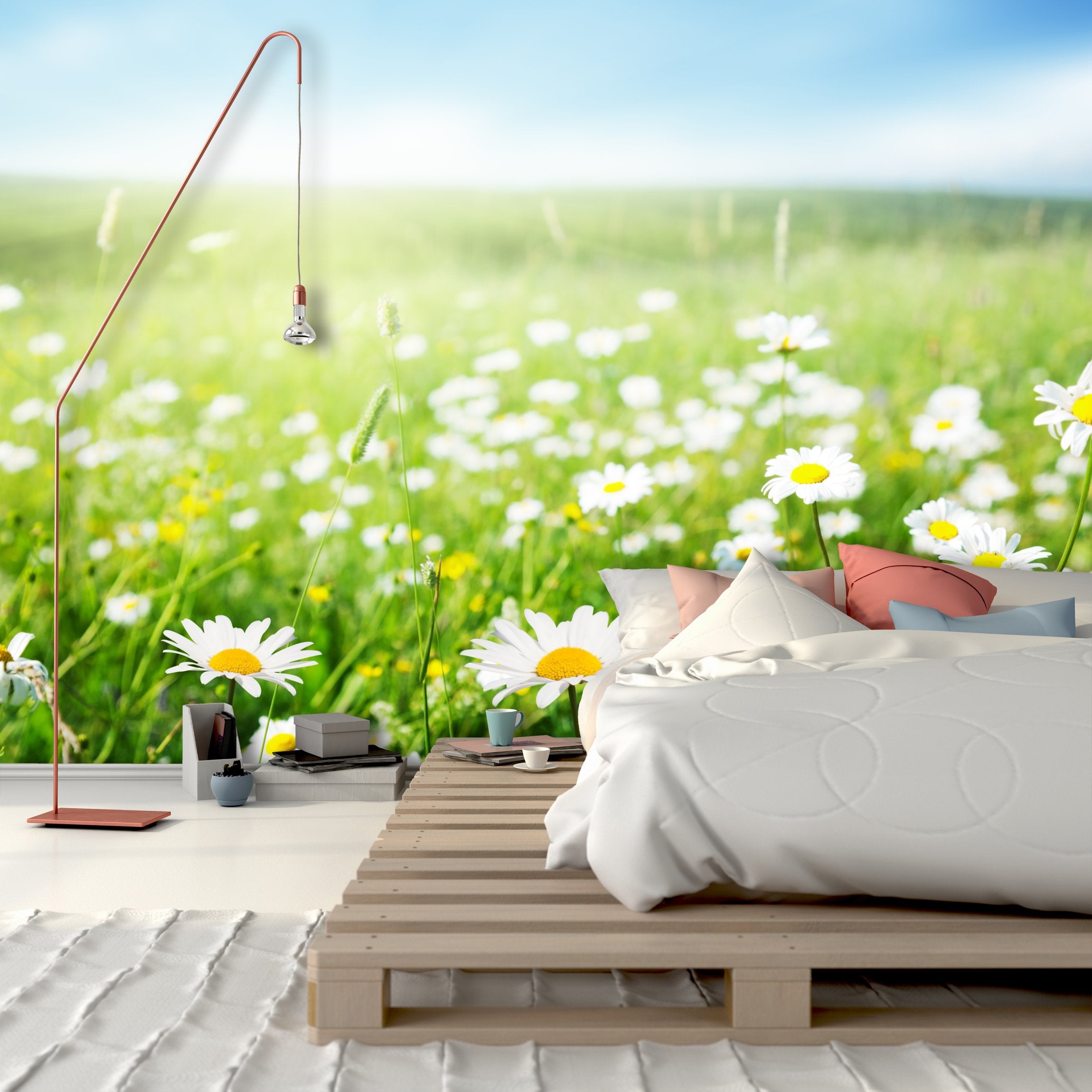 PVC Fototapete Daisy Flowers - ECO Wandbild Selbstklebende Tapete - 3D Vinyl Wandsticker XXL SW157