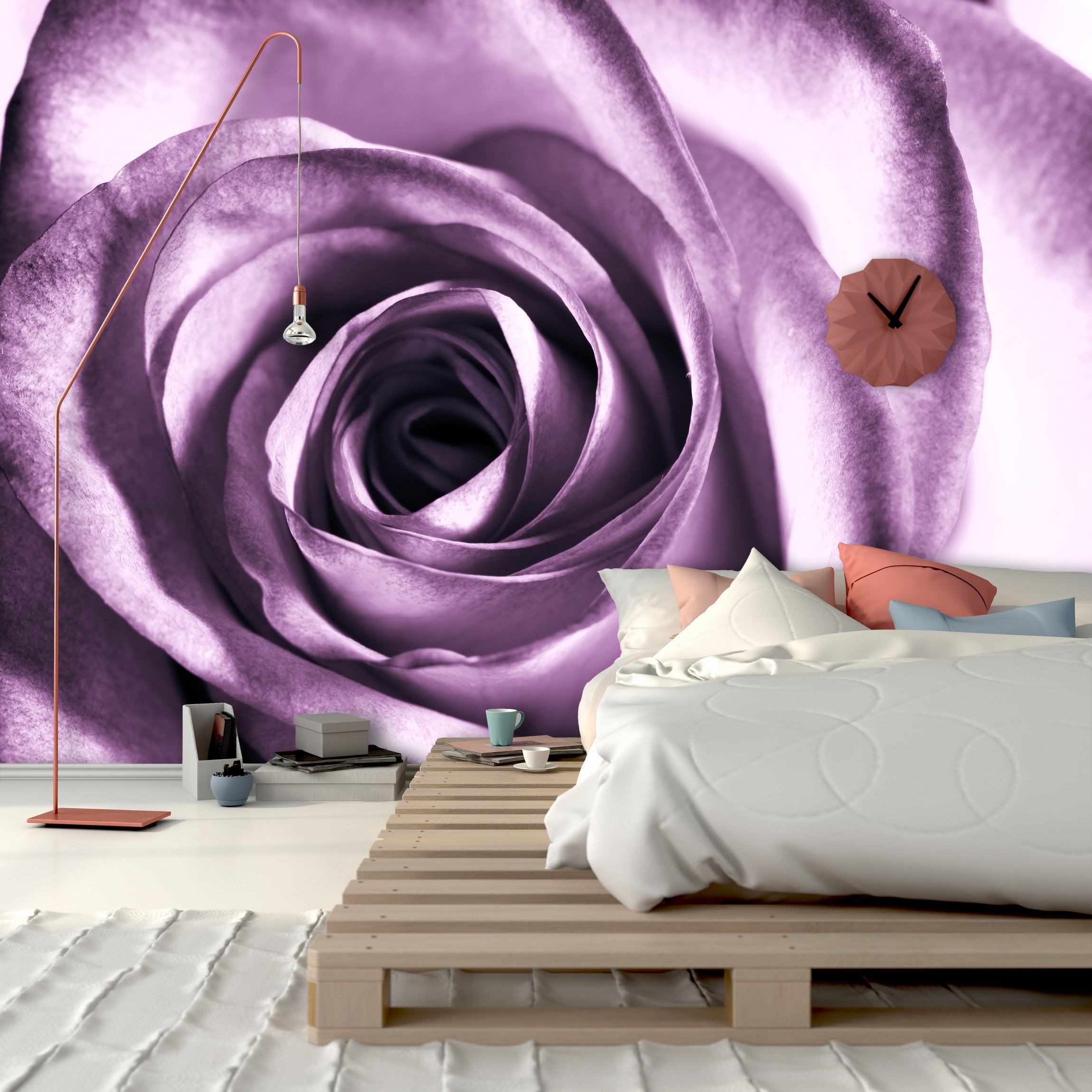 PVC Fototapete Purple Rose – ECO Wandbild Selbstklebende Tapete – 3D Vinyl Wandsticker XXL SW028 - life-decor.de