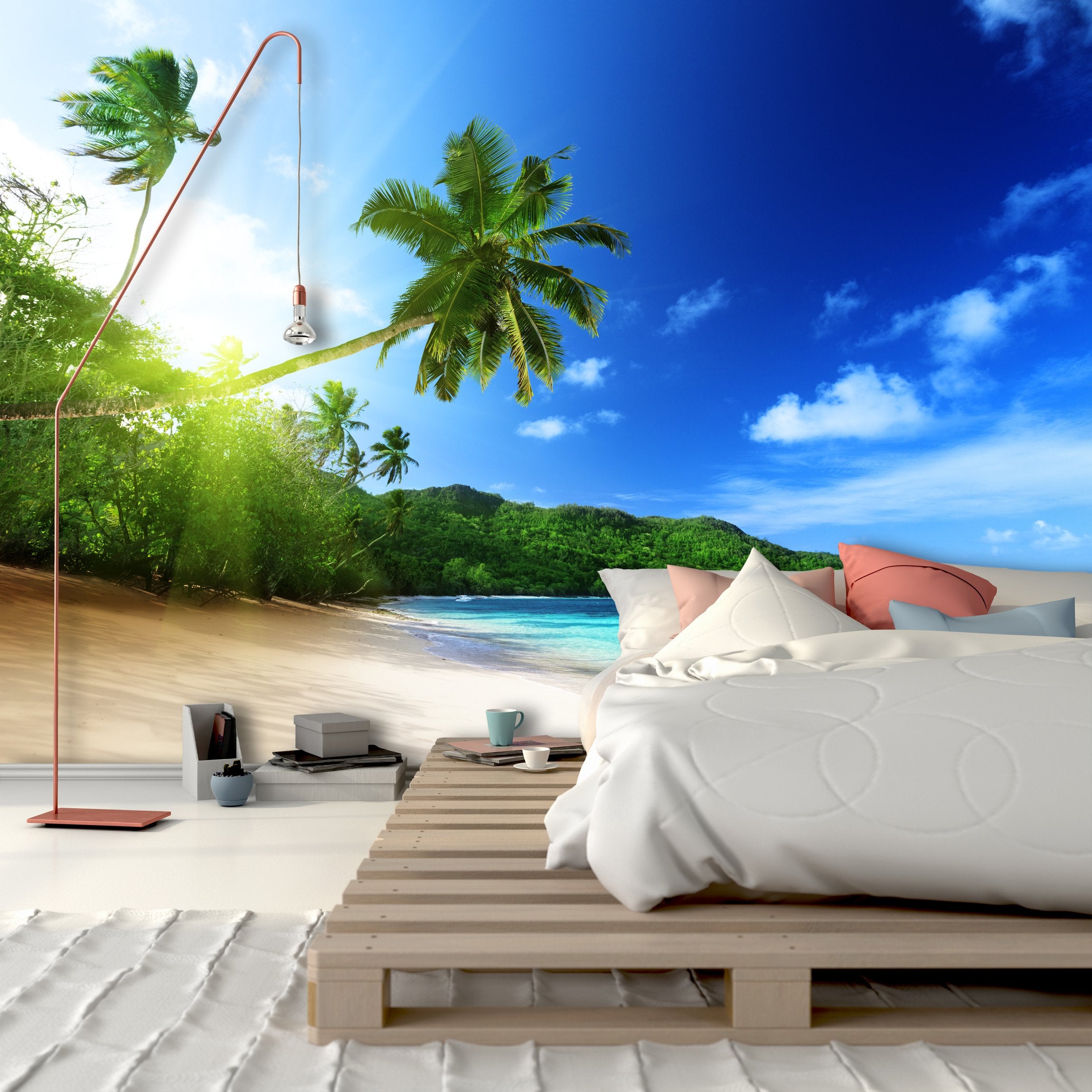 PVC Fototapete Beach In Sunset - ECO Wandbild Selbstklebende Tapete - 3D Vinyl Wandsticker XXL SW094