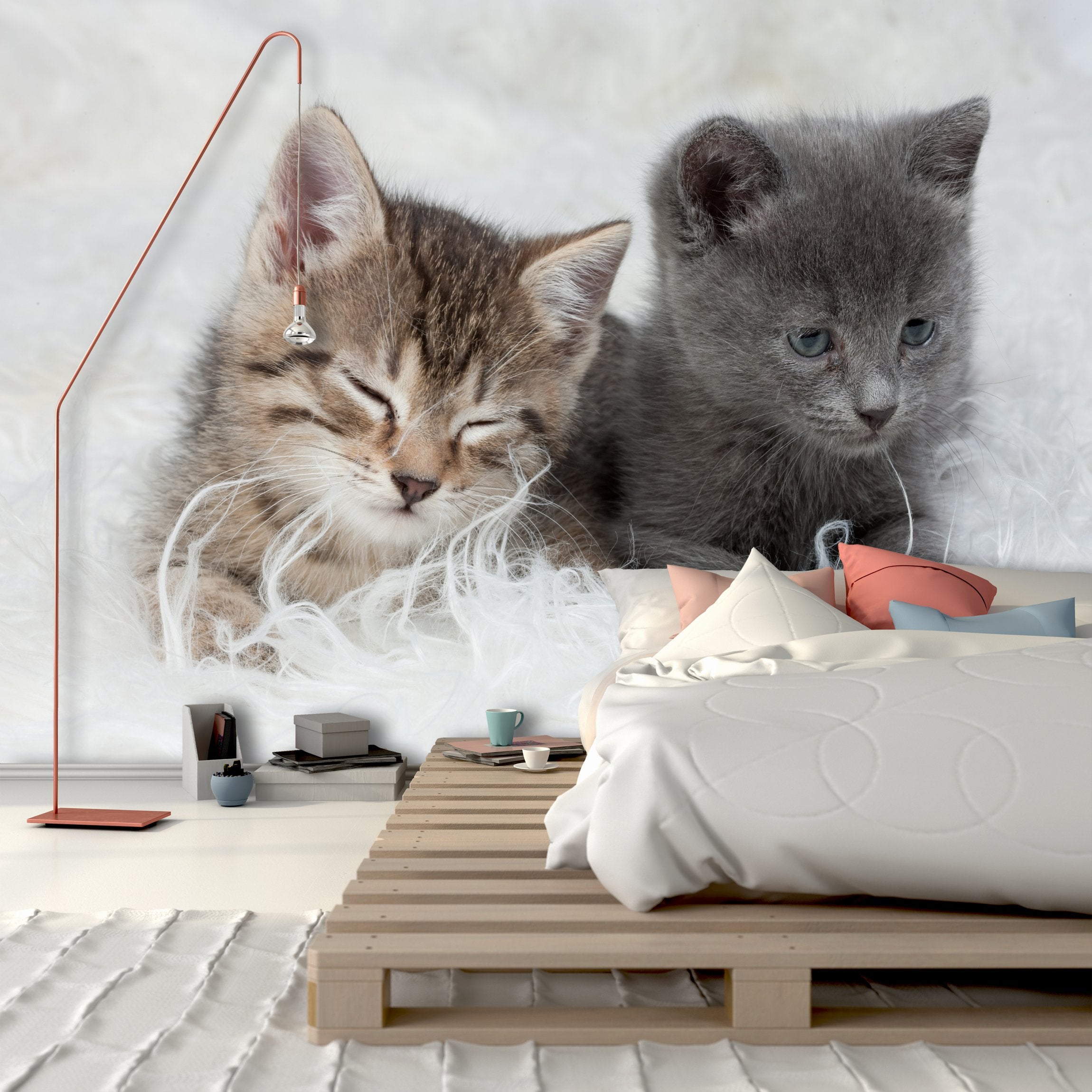 PVC Fototapete Little Kittens – ECO Wandbild Selbstklebende Tapete – 3D Vinyl Wandsticker XXL SW117 - life-decor.de