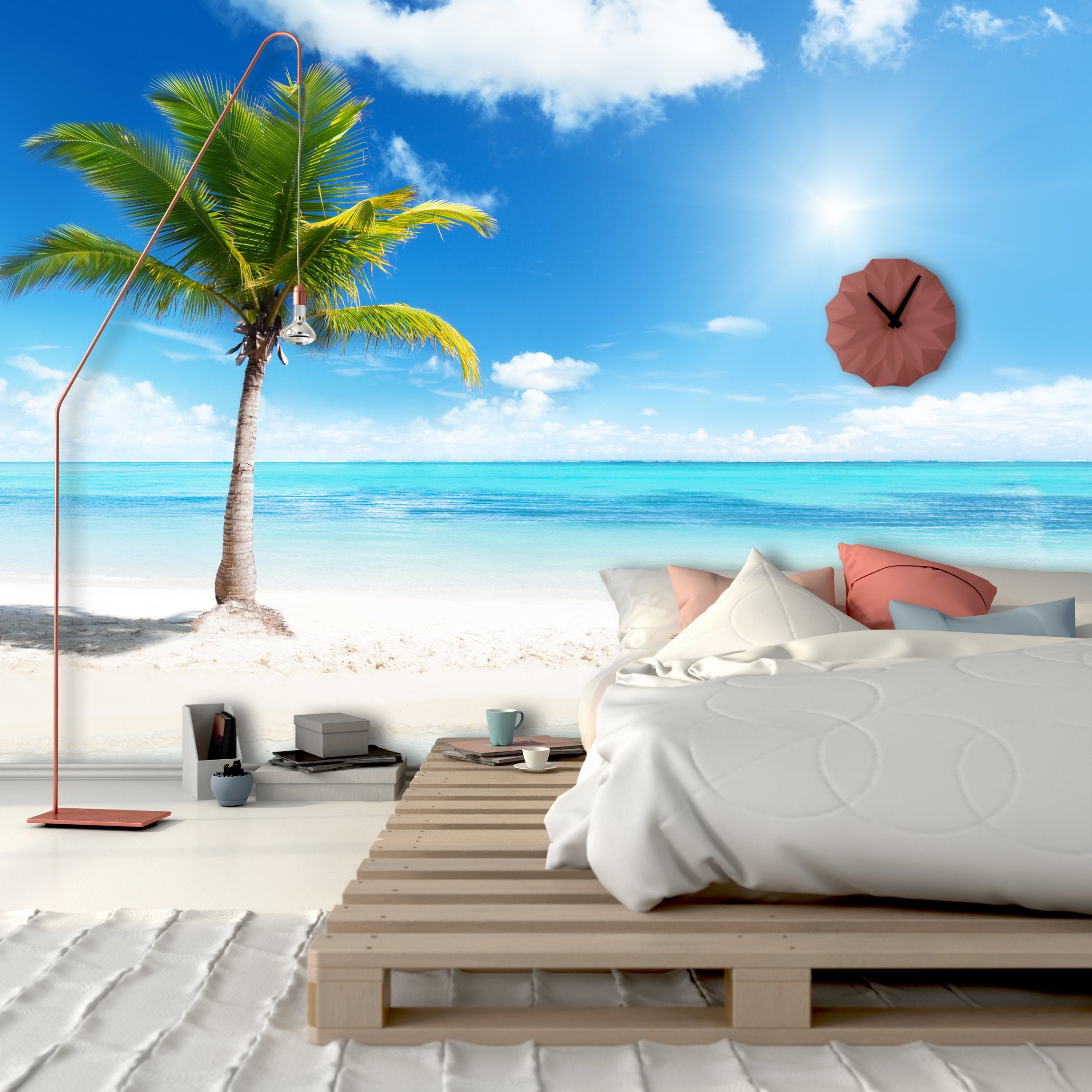 PVC Fototapete Palm On Island - ECO Wandbild Selbstklebende Tapete - 3D Vinyl Wandsticker XXL SW100