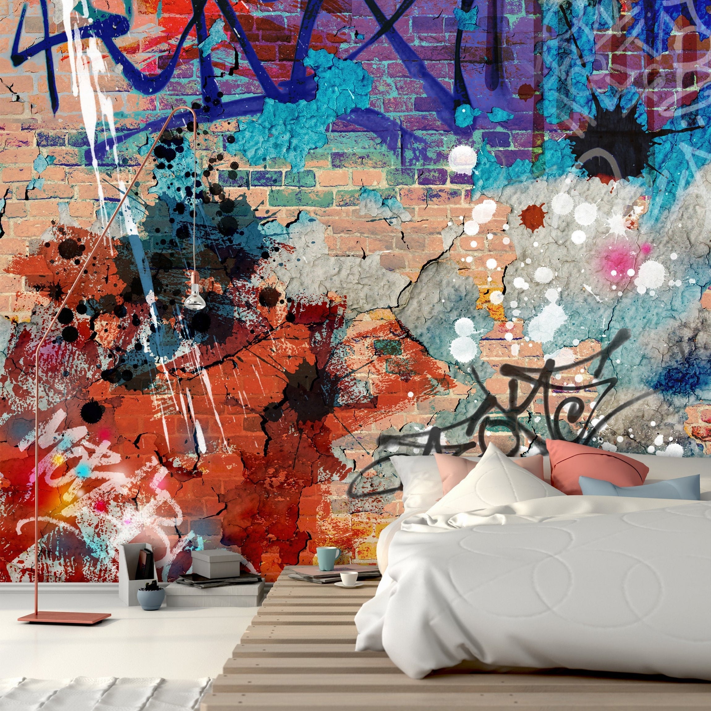 PVC Fototapete Graffiti Background - ECO Wandbild Selbstklebende Tapete - 3D Vinyl Wandsticker XXL SW205