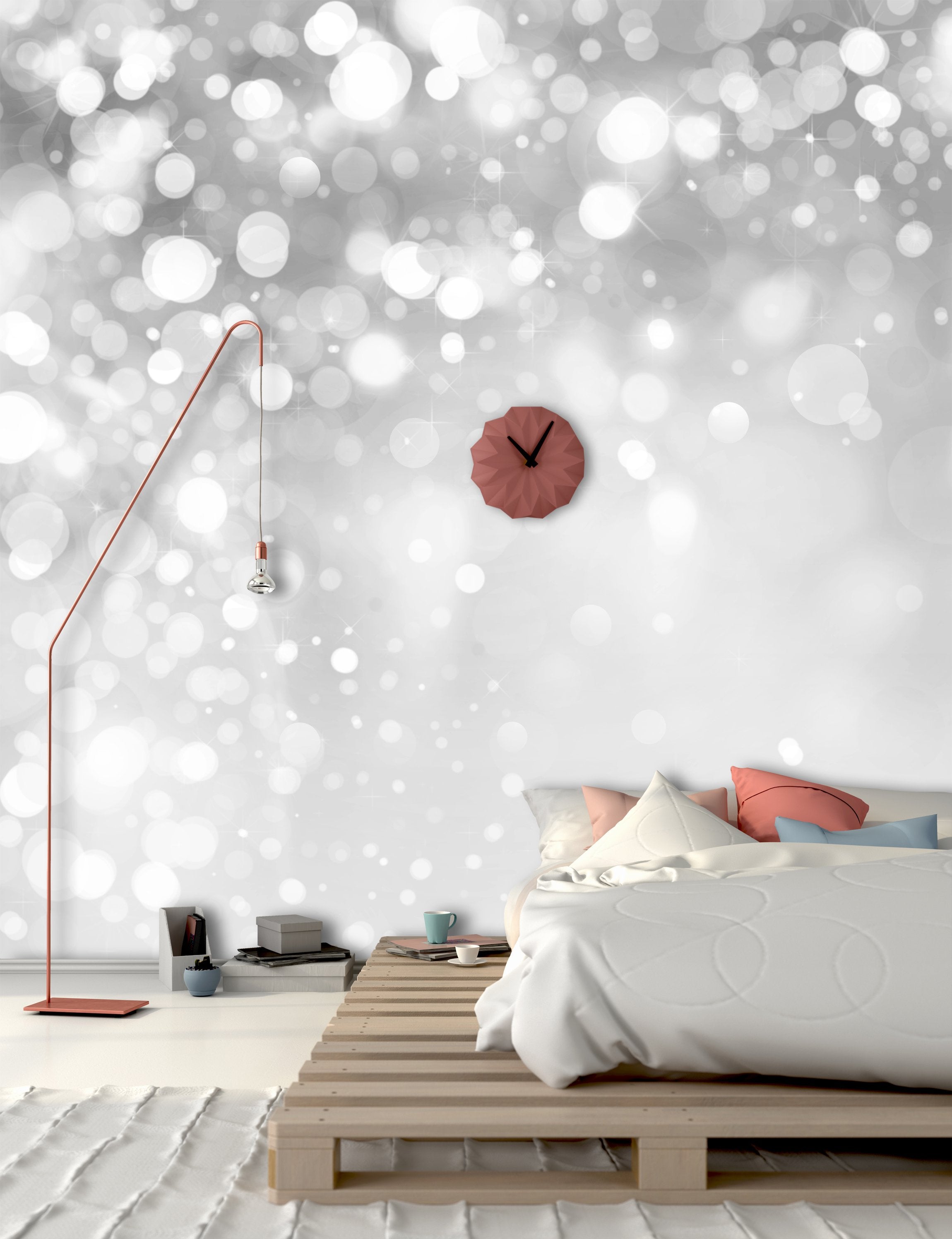 PVC Fototapete Lights On Grey – ECO Wandbild Selbstklebende Tapete – 3D Vinyl Wandsticker XXL SW191 - life-decor.de