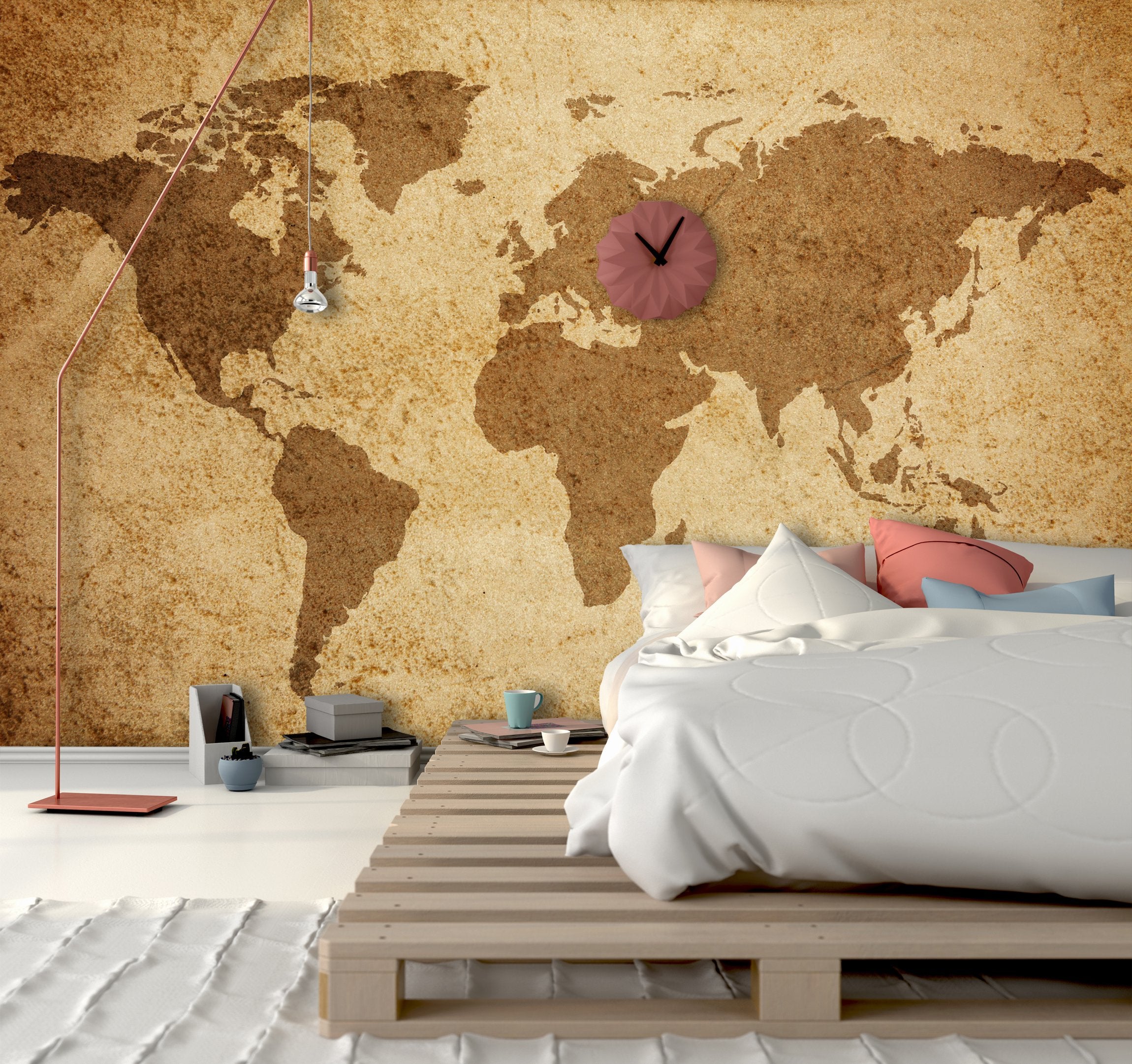 PVC Fototapete World Map Texture - ECO Wandbild Selbstklebende Tapete - 3D Vinyl Wandsticker XXL SW149