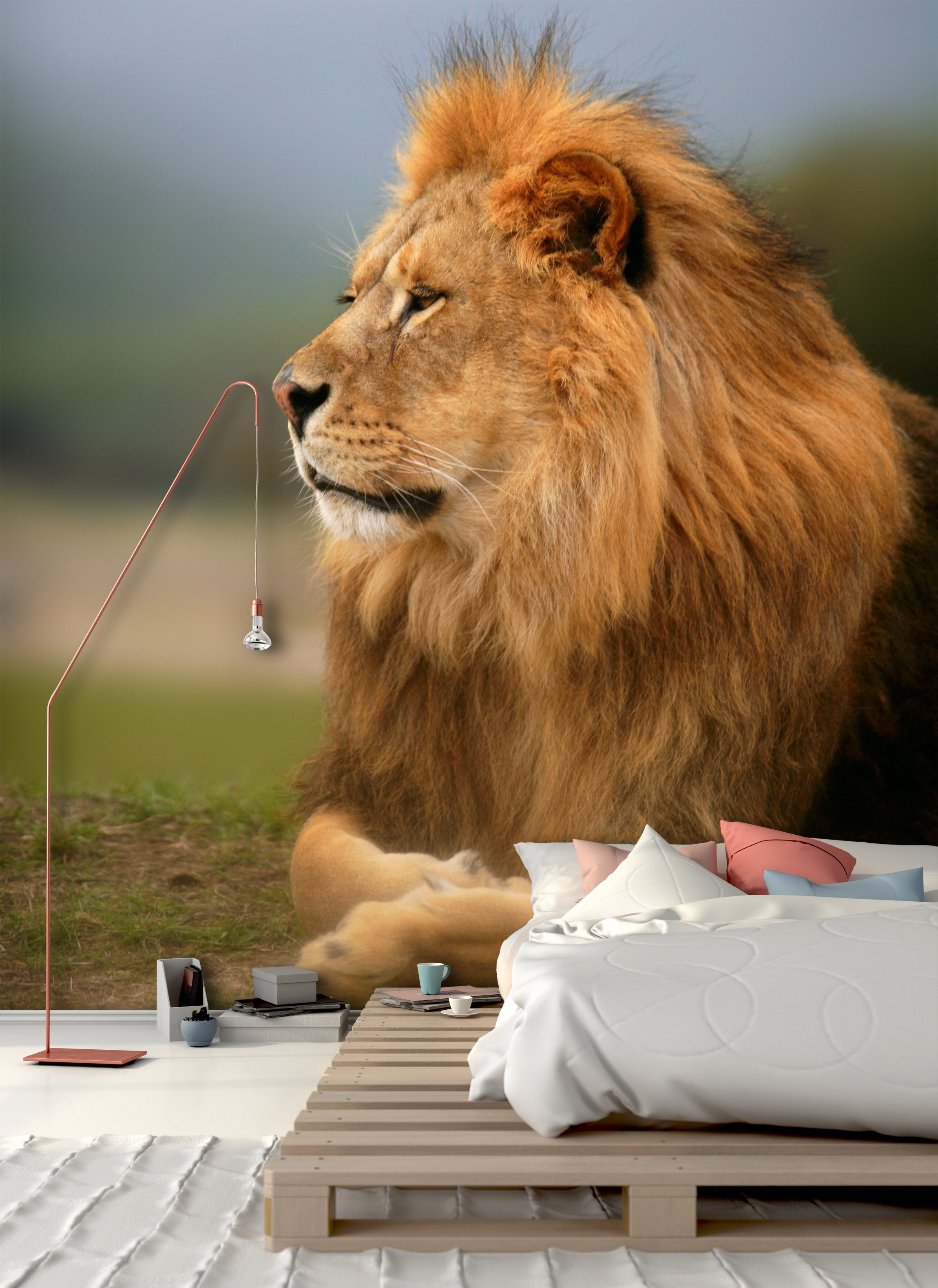 PVC Fototapete Beautiful Lion - ECO Wandbild Selbstklebende Tapete - 3D Vinyl Wandsticker XXL SW057