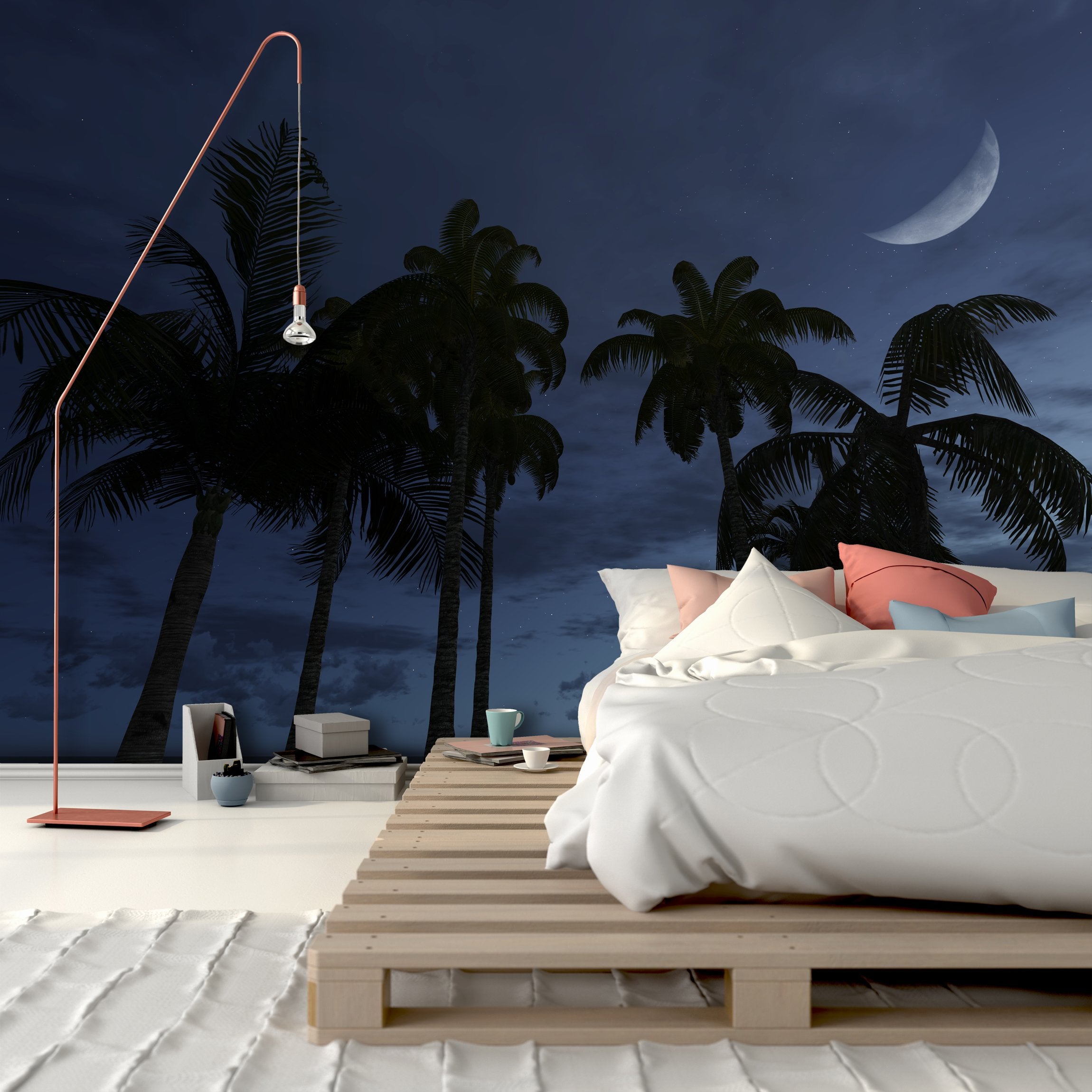 PVC Fototapete Palm Silhouettes – ECO Wandbild Selbstklebende Tapete – 3D Vinyl Wandsticker XXL SW306 - life-decor.de