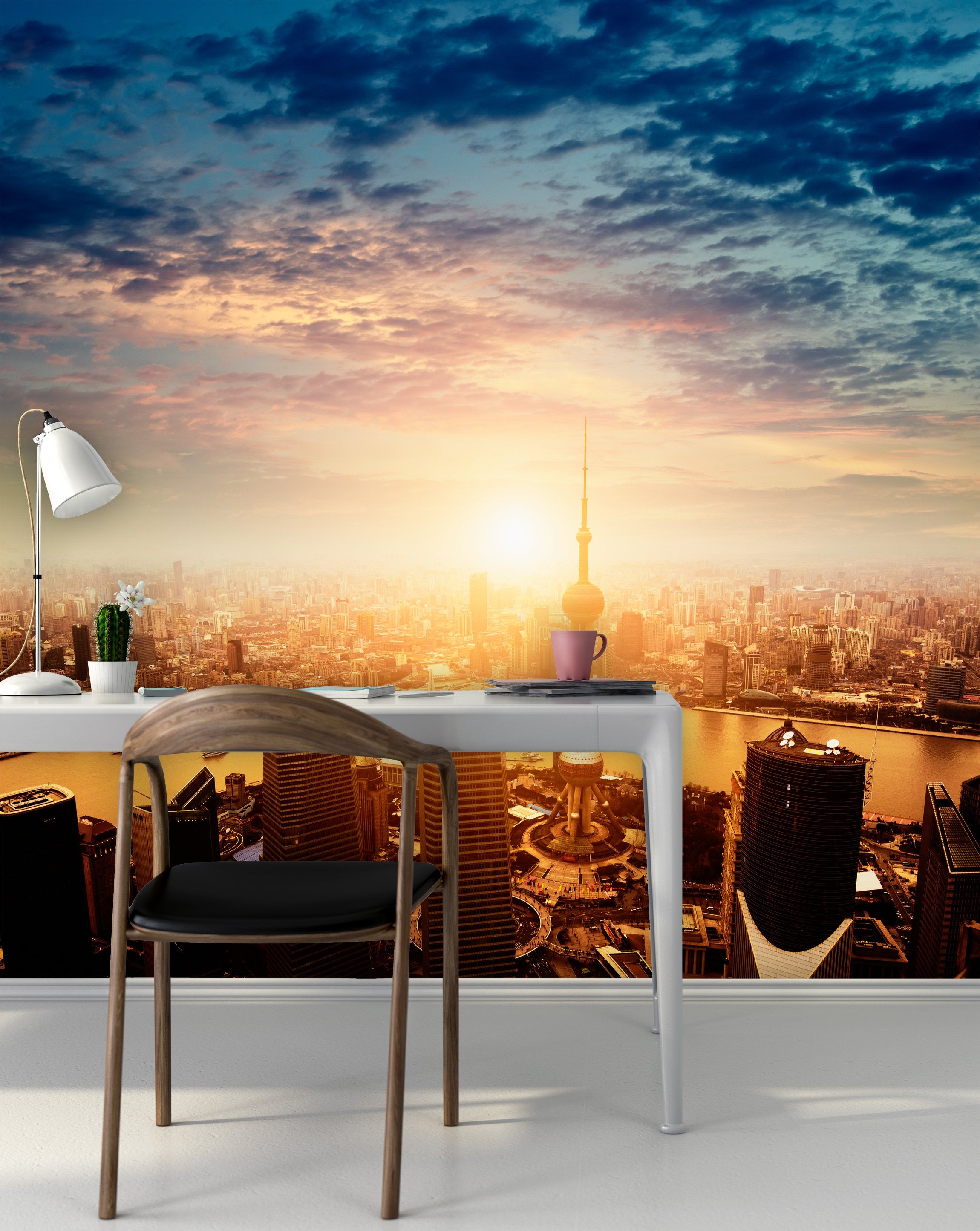 PVC Fototapete Shanghai Lujiazui - ECO Wandbild Selbstklebende Tapete - 3D Vinyl Wandsticker XXL SW159