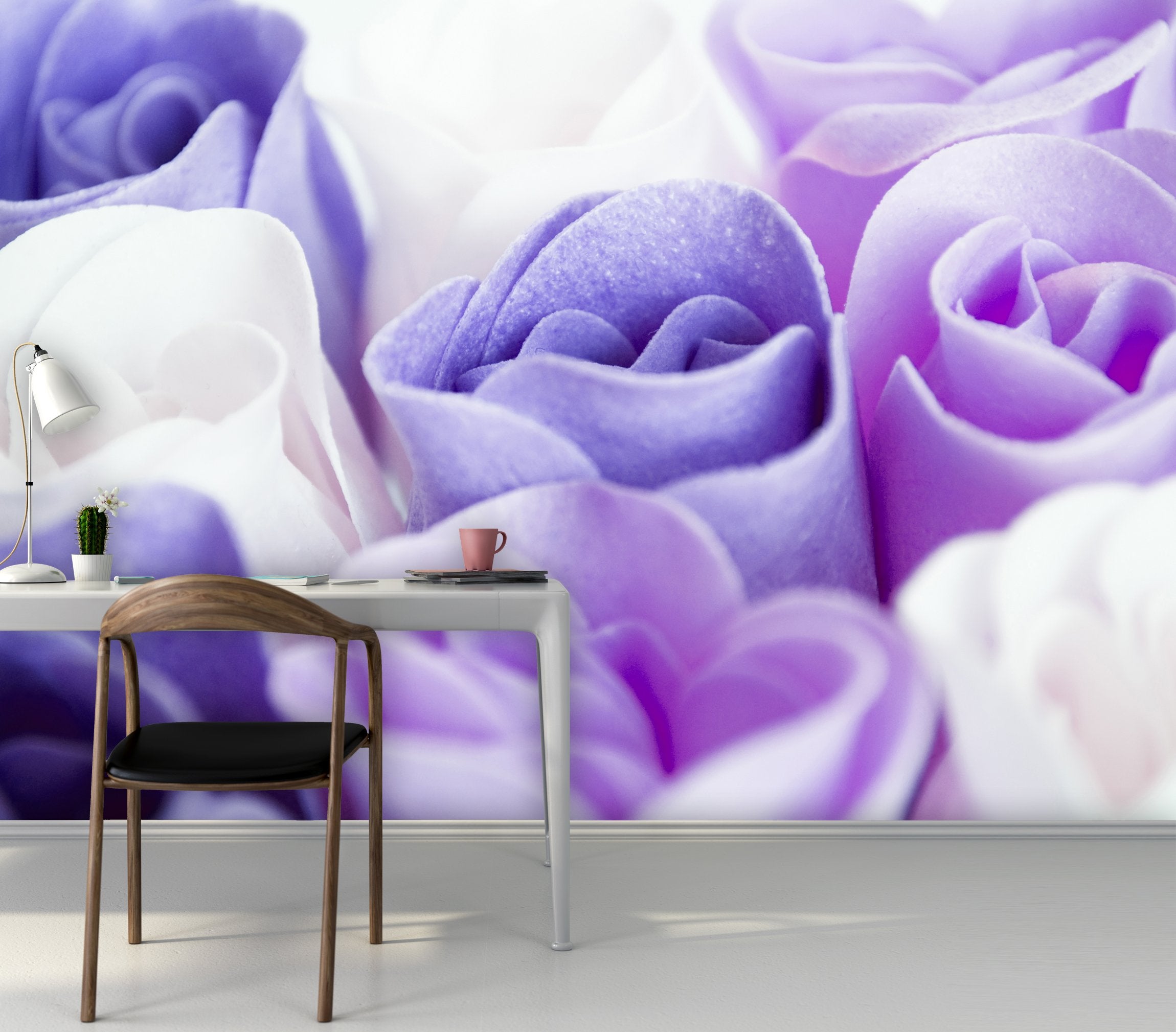 PVC Fototapete Purple Roses – ECO Wandbild Selbstklebende Tapete – 3D Vinyl Wandsticker XXL SW061 - life-decor.de