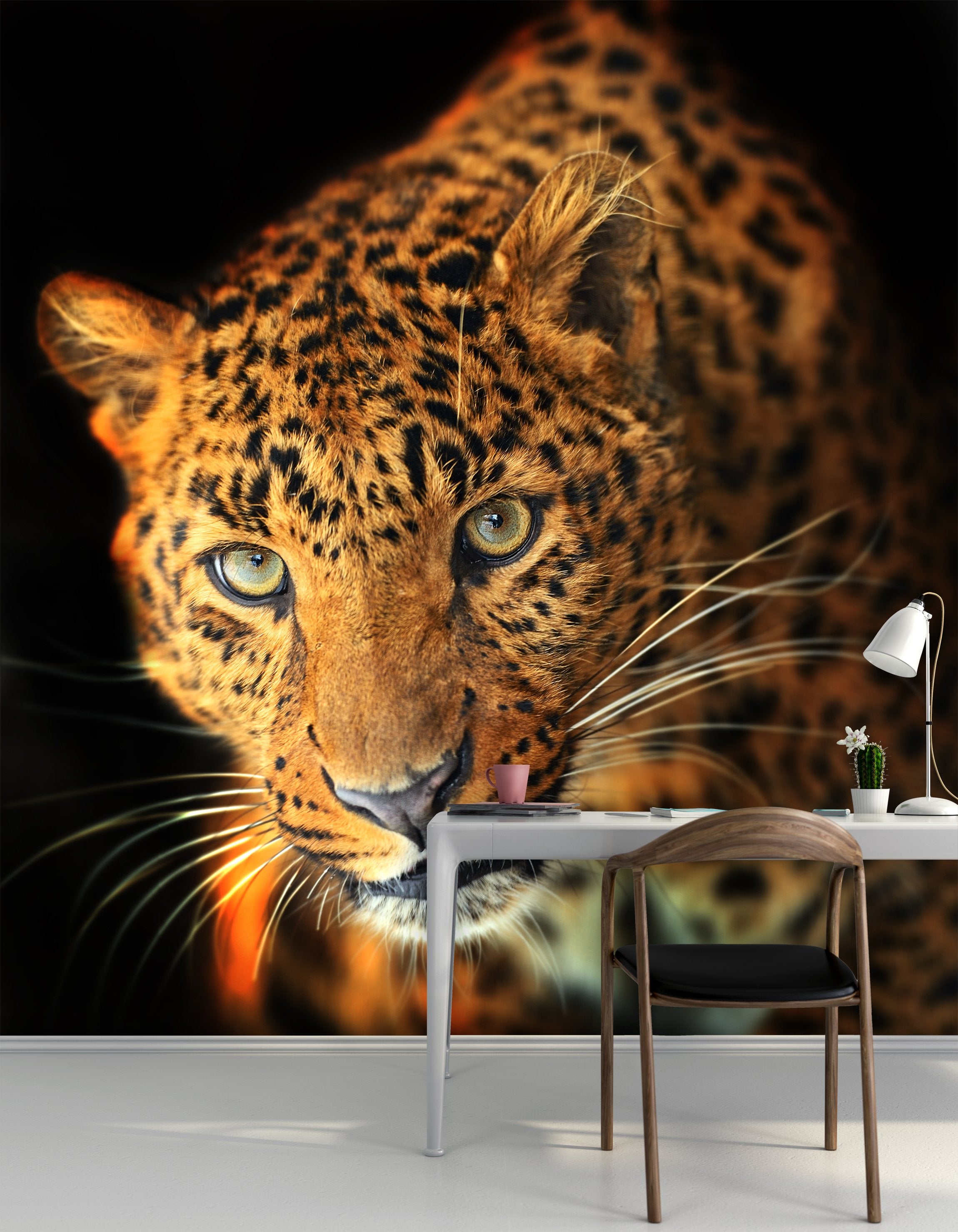 PVC Fototapete Leopard - ECO Wandbild Selbstklebende Tapete - 3D Vinyl Wandsticker XXL SW046