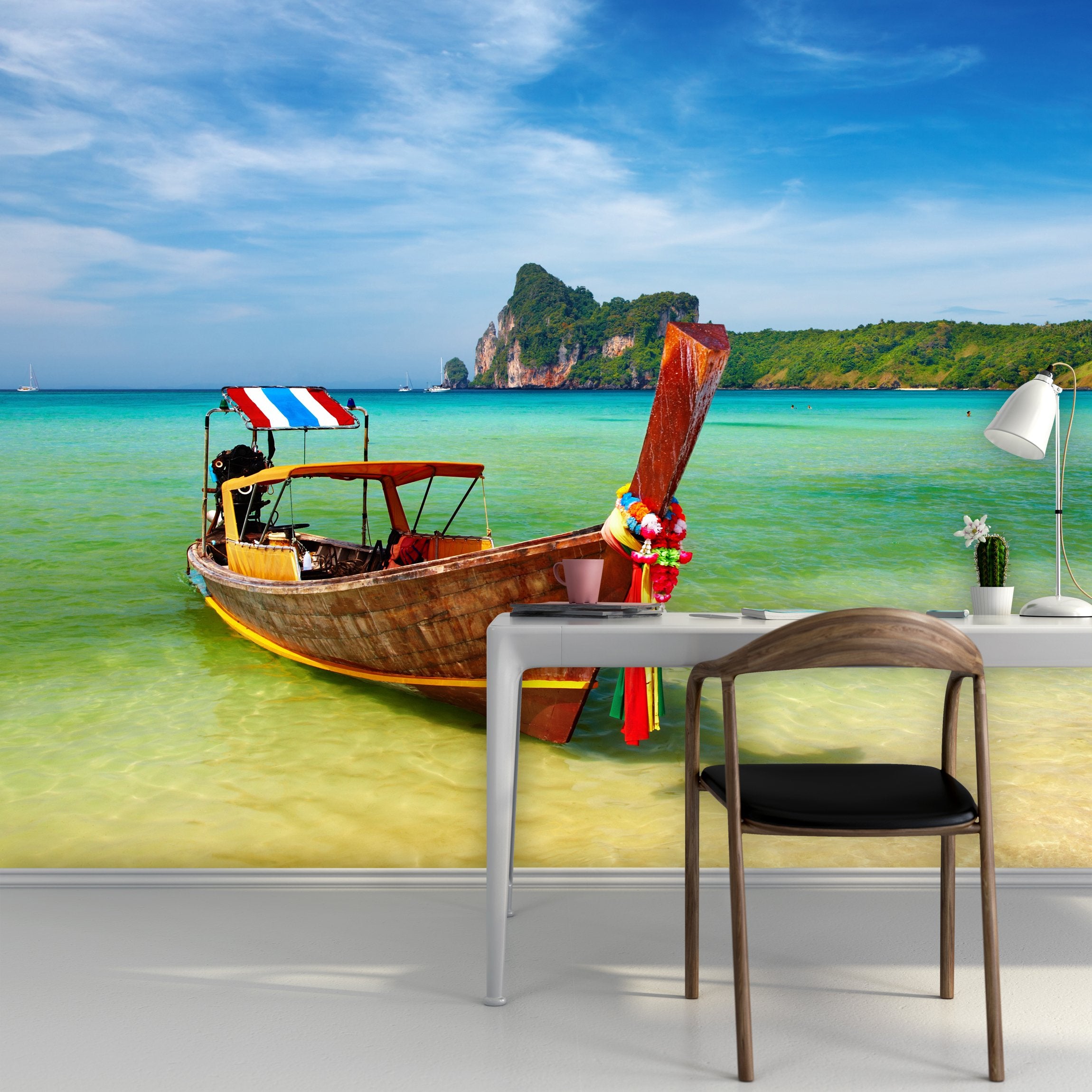 PVC Fototapete Tropical Beach Thailand - ECO Wandbild Selbstklebende Tapete - 3D Vinyl Wandsticker XXL SW314