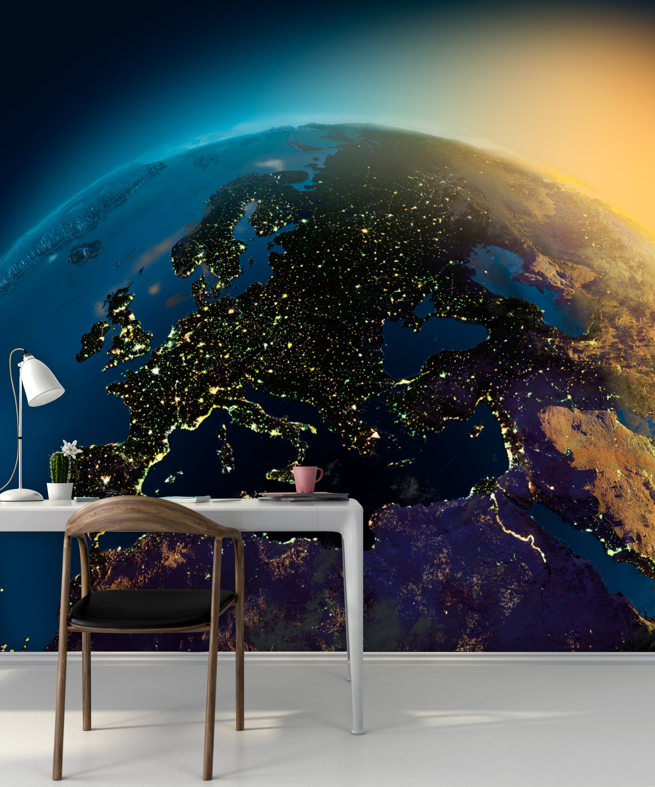PVC Fototapete Night View Of Europe - ECO Wandbild Selbstklebende Tapete - 3D Vinyl Wandsticker XXL SW311