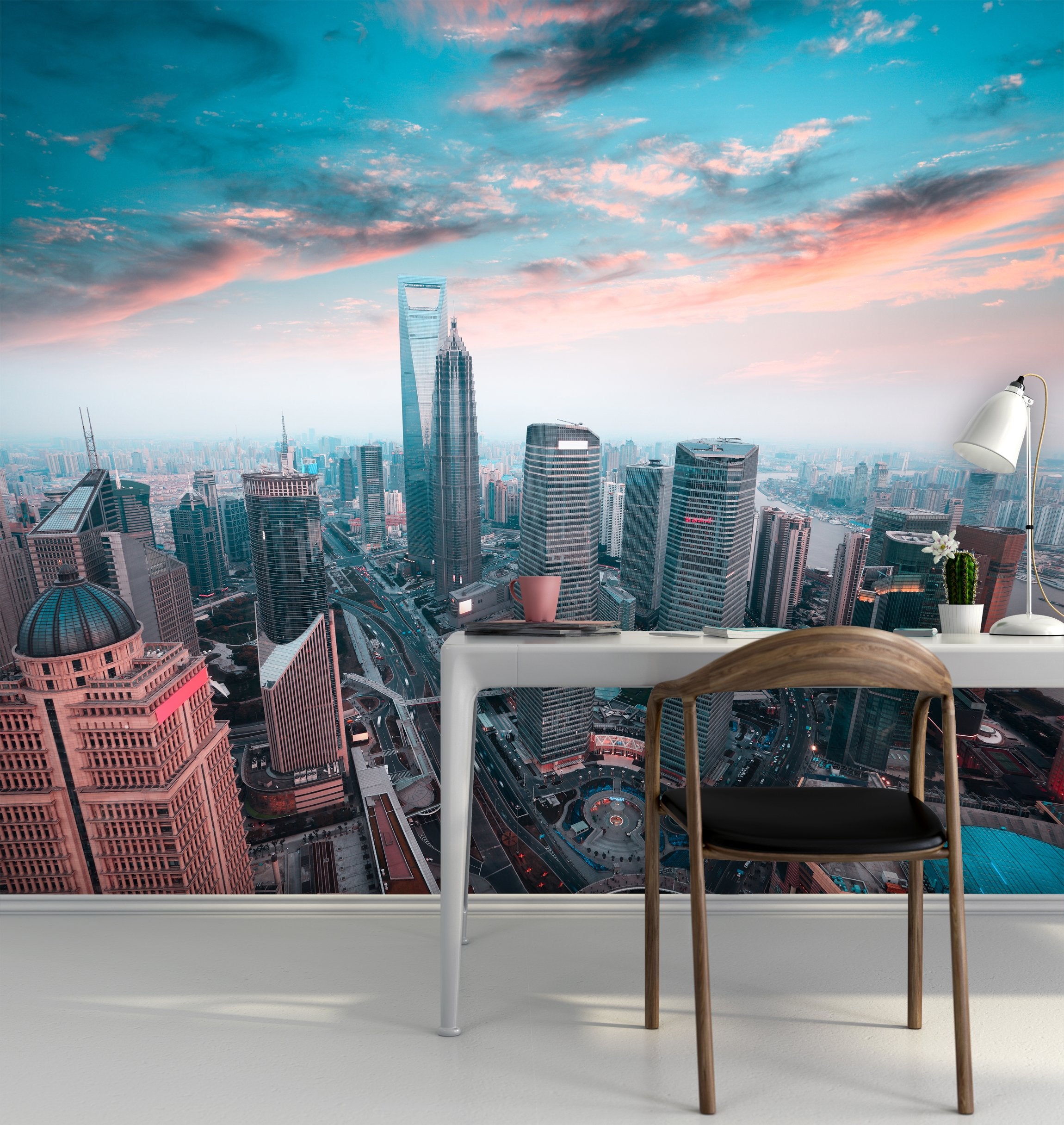 PVC Fototapete Shanghai Financial - ECO Wandbild Selbstklebende Tapete - 3D Vinyl Wandsticker XXL SW307
