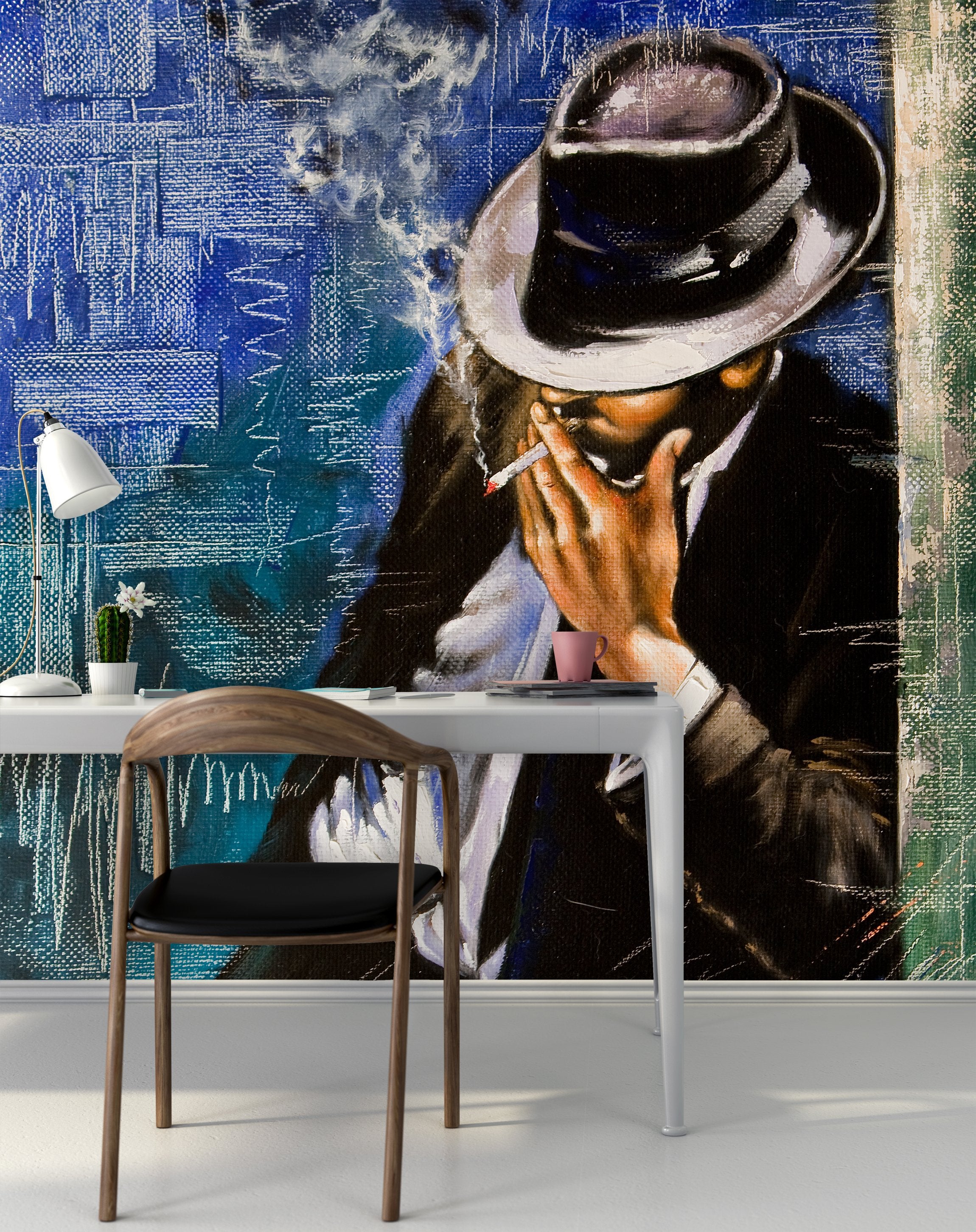 PVC Fototapete Man With Cigarette – ECO Wandbild Selbstklebende Tapete – 3D Vinyl Wandsticker XXL SW190 - life-decor.de