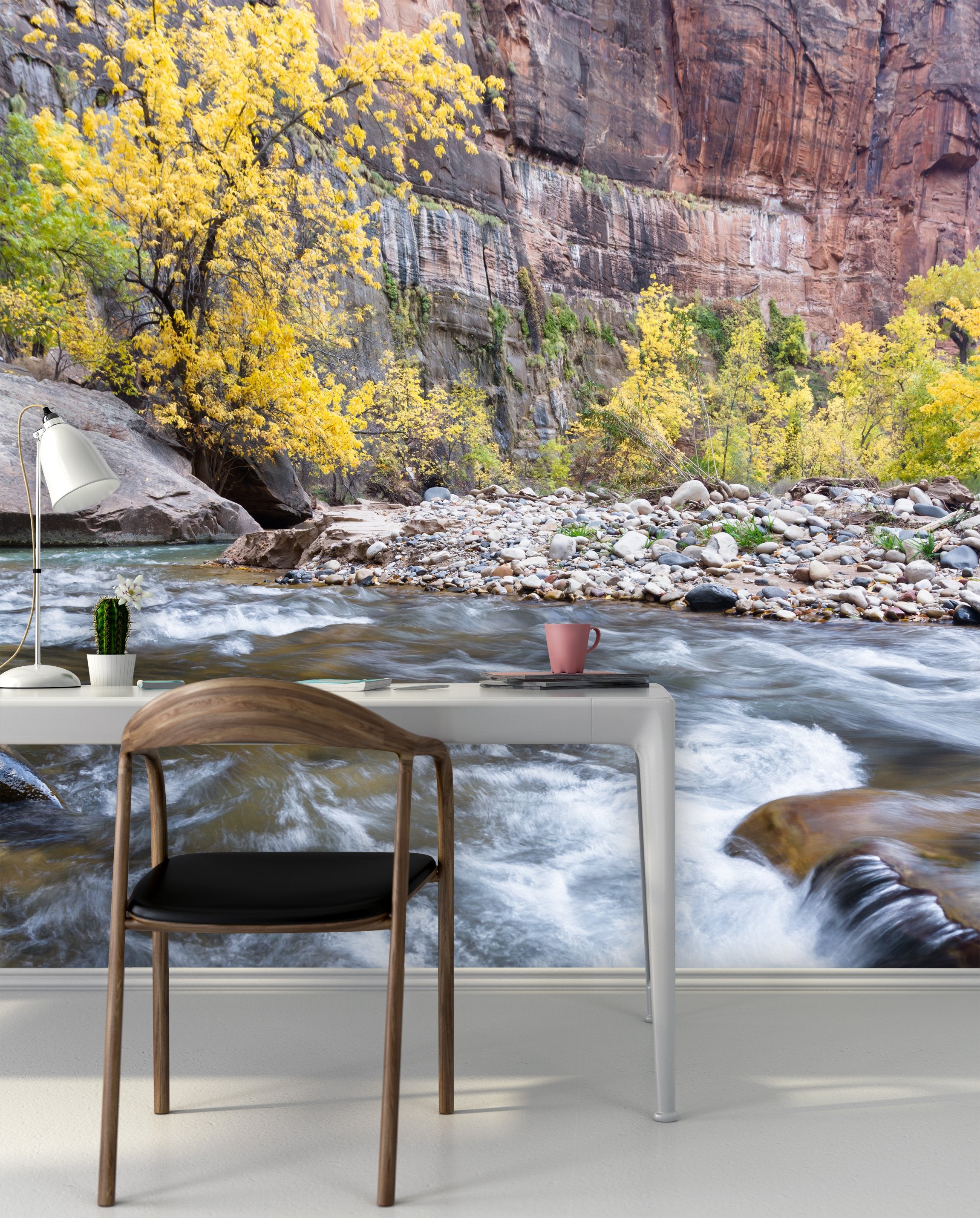 PVC Fototapete Autumn On The Virgin River- ECO Wandbild Selbstklebende Tapete - 3D Vinyl Wandsticker XXL SW294