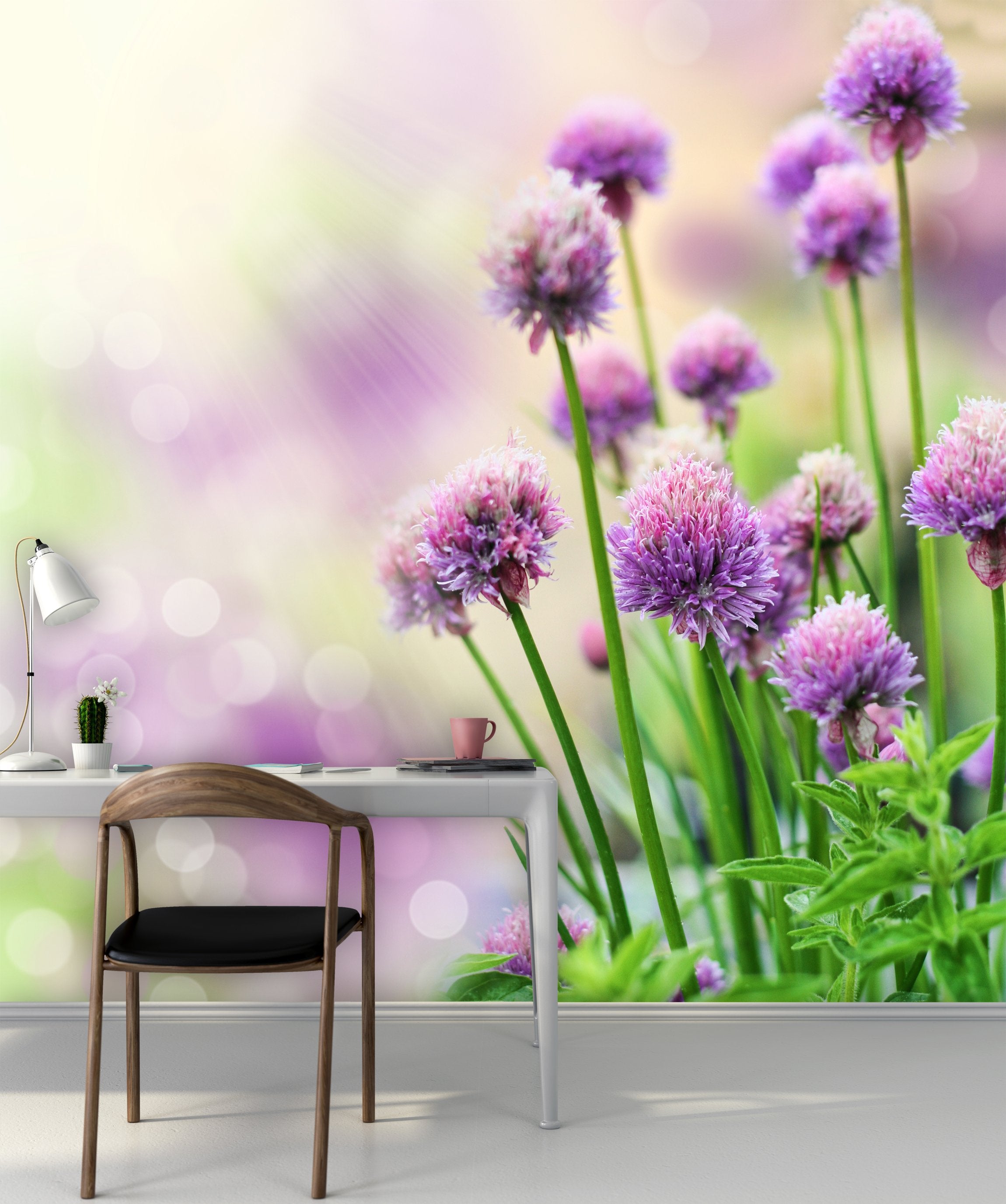 PVC Fototapete Chive Flowers - ECO Wandbild Selbstklebende Tapete - 3D Vinyl Wandsticker XXL SW234