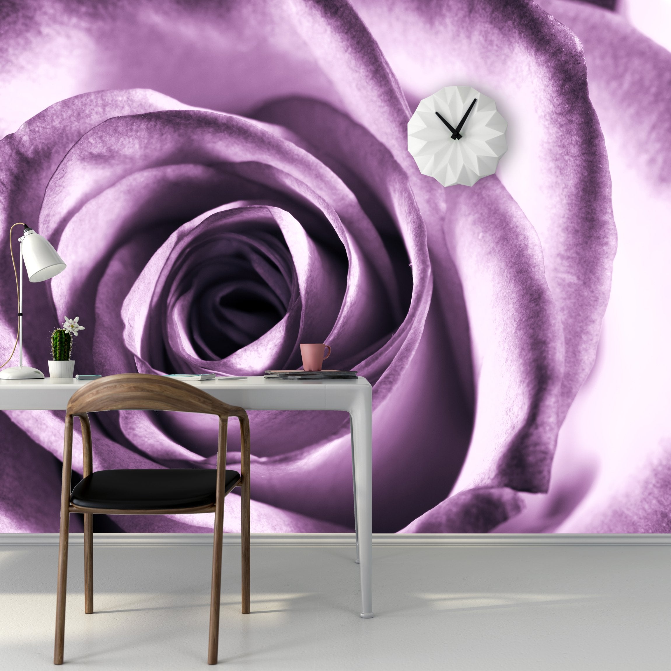 PVC Fototapete Purple Rose – ECO Wandbild Selbstklebende Tapete – 3D Vinyl Wandsticker XXL SW028 - life-decor.de