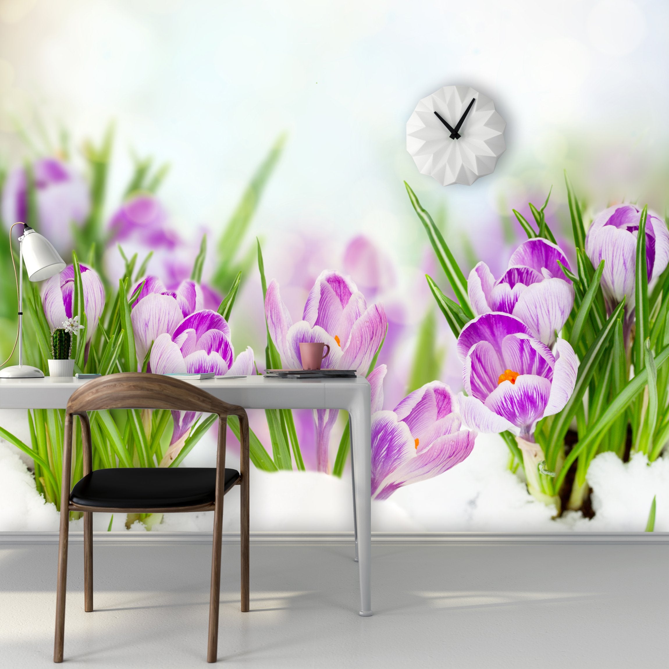 PVC Fototapete Spring Crocuses - ECO Wandbild Selbstklebende Tapete - 3D Vinyl Wandsticker XXL SW075