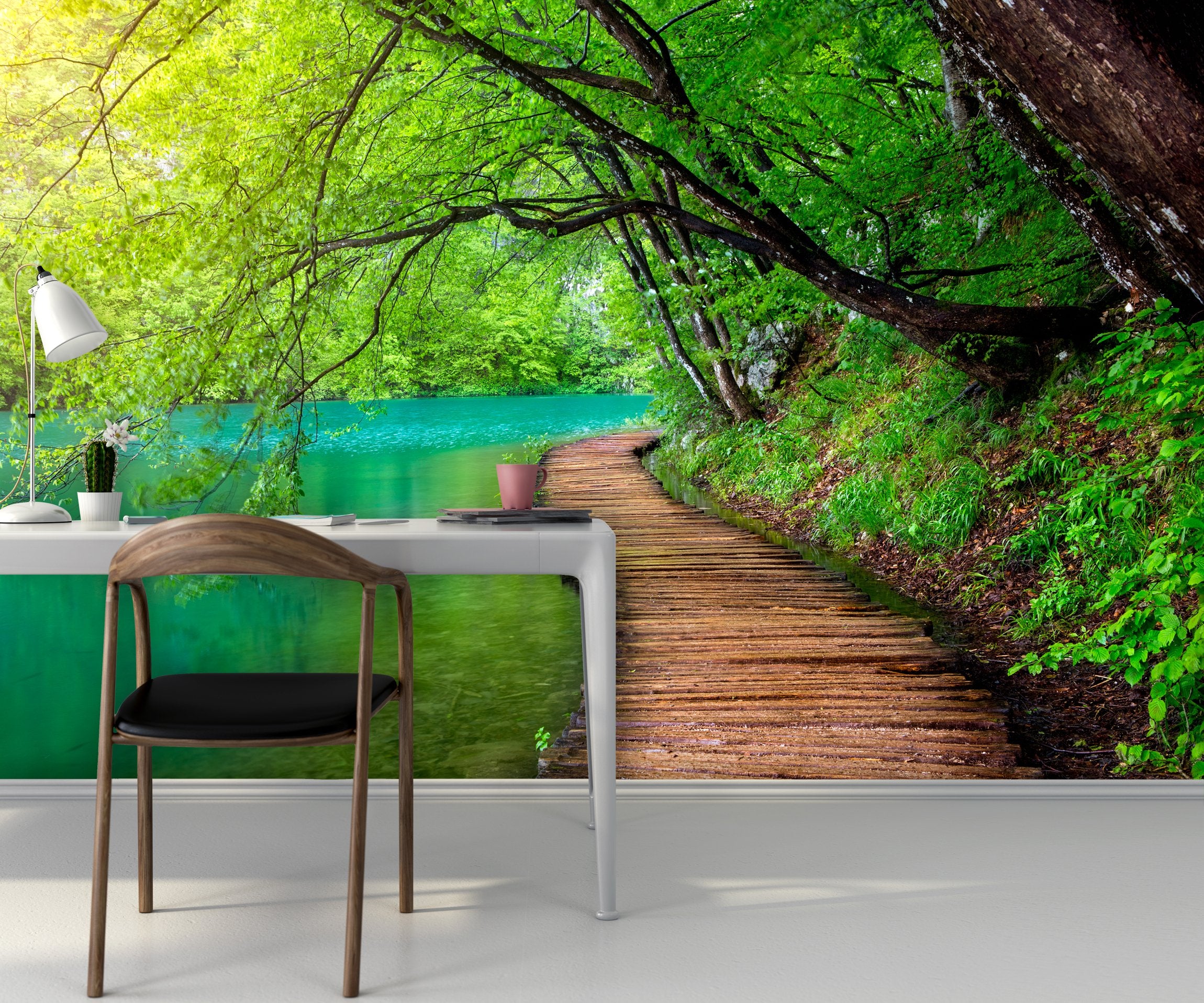 PVC Fototapete Deep Forest Stream - ECO Wandbild Selbstklebende Tapete - 3D Vinyl Wandsticker XXL SW236