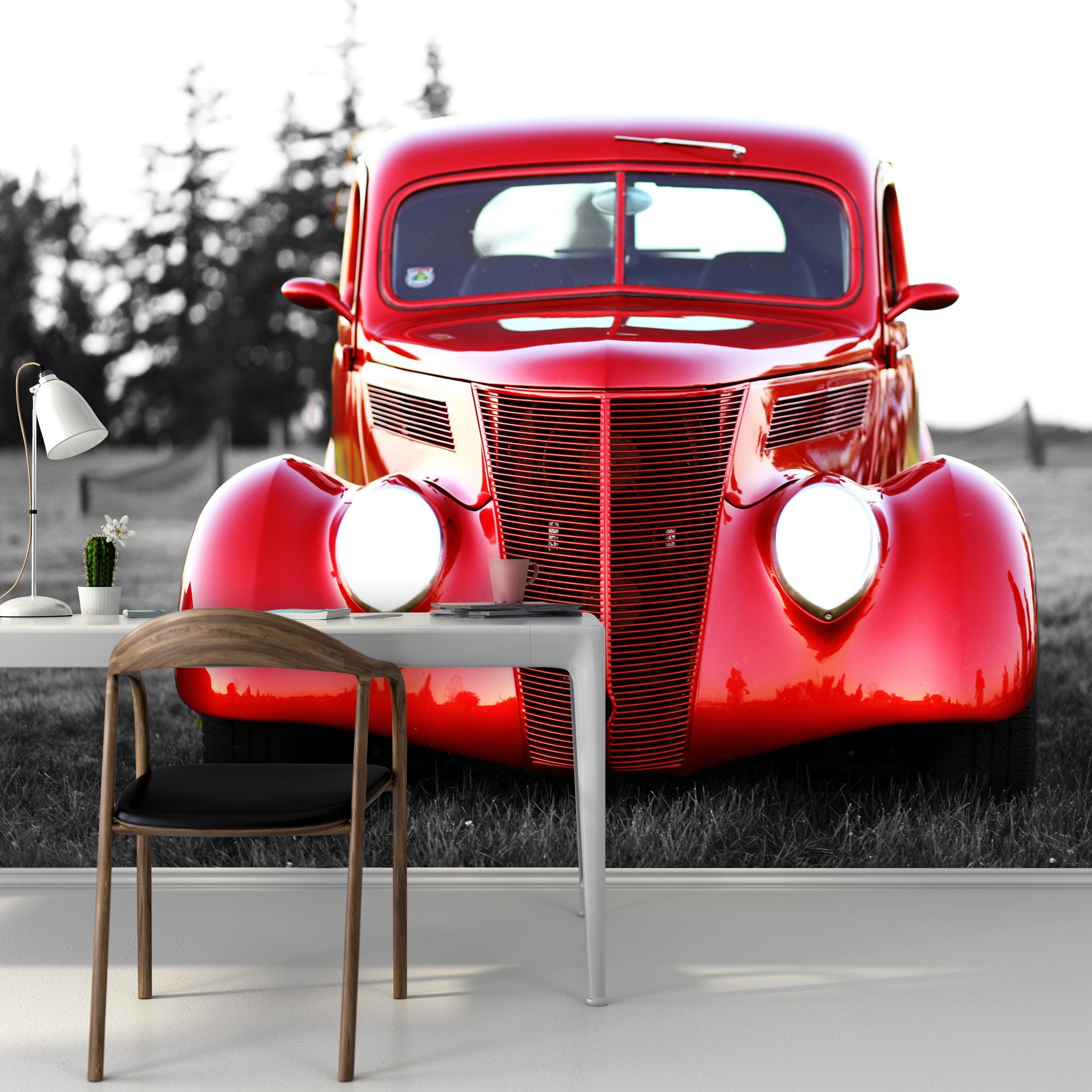 PVC Fototapete Vintage Car - ECO Wandbild Selbstklebende Tapete - 3D Vinyl Wandsticker XXL SW106