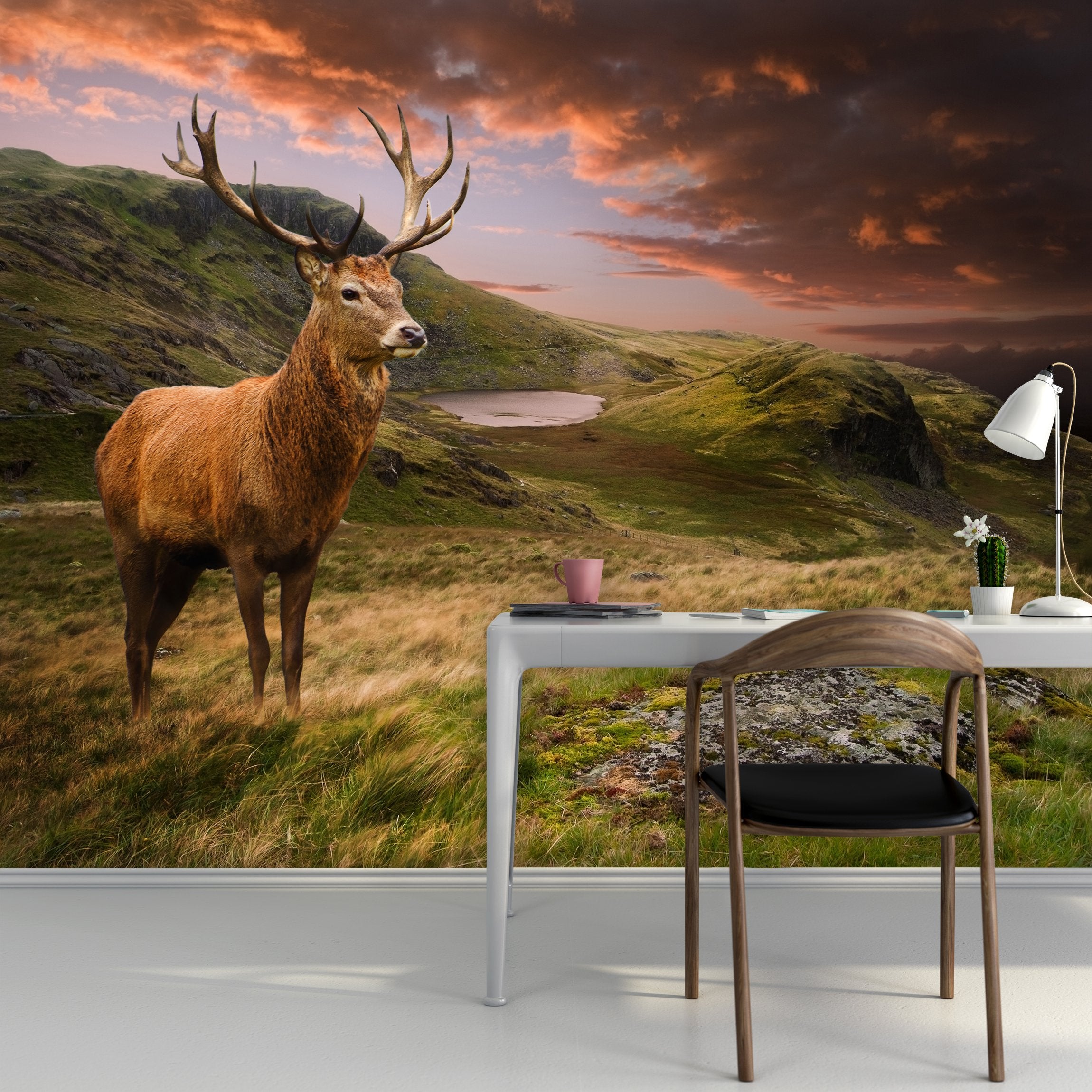 PVC Fototapete Red Deer II - ECO Wandbild Selbstklebende Tapete - 3D Vinyl Wandsticker XXL SW292