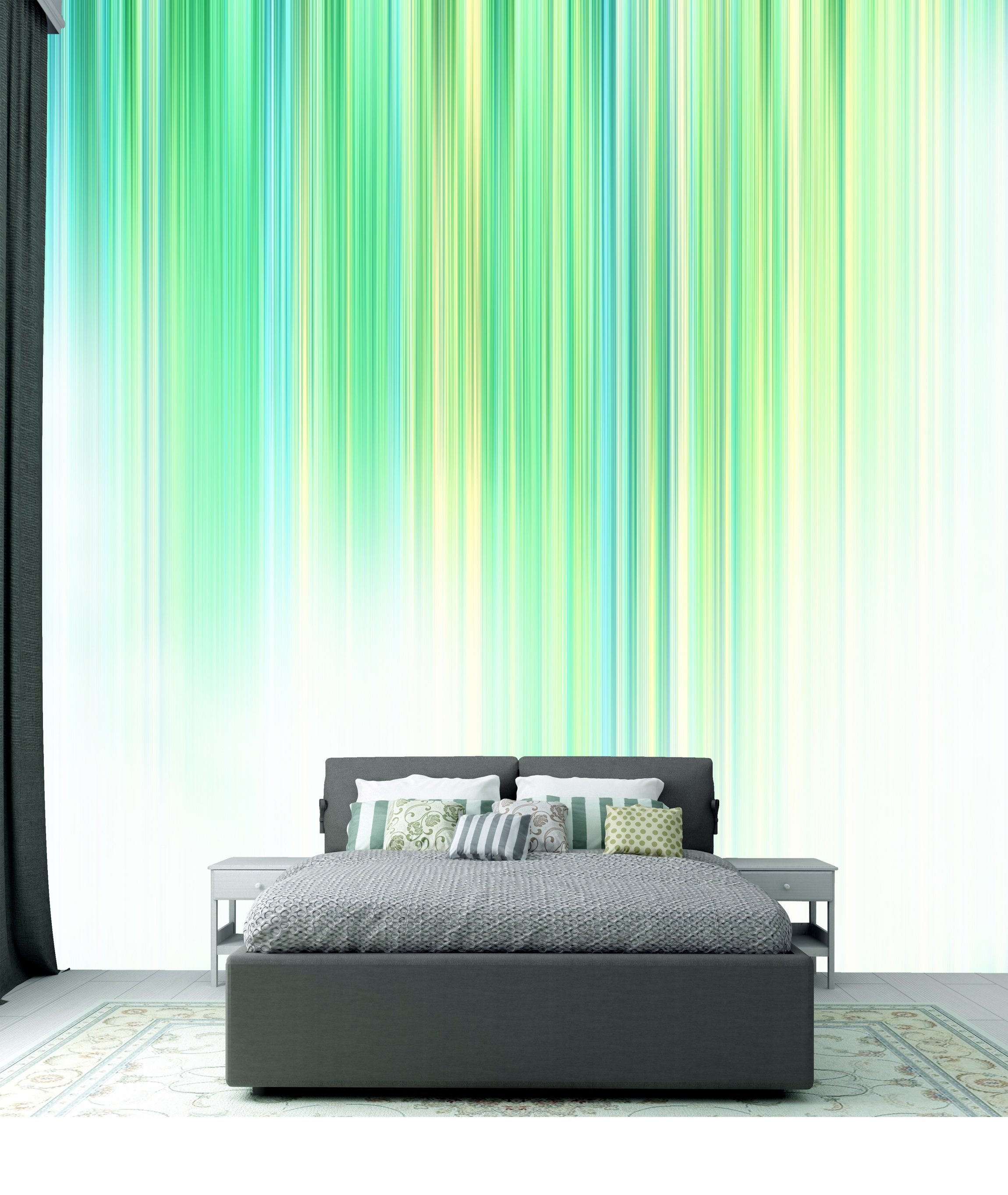 PVC Fototapete Fading Green Stripes - ECO Wandbild Selbstklebende Tapete - 3D Vinyl Wandsticker XXL SW295