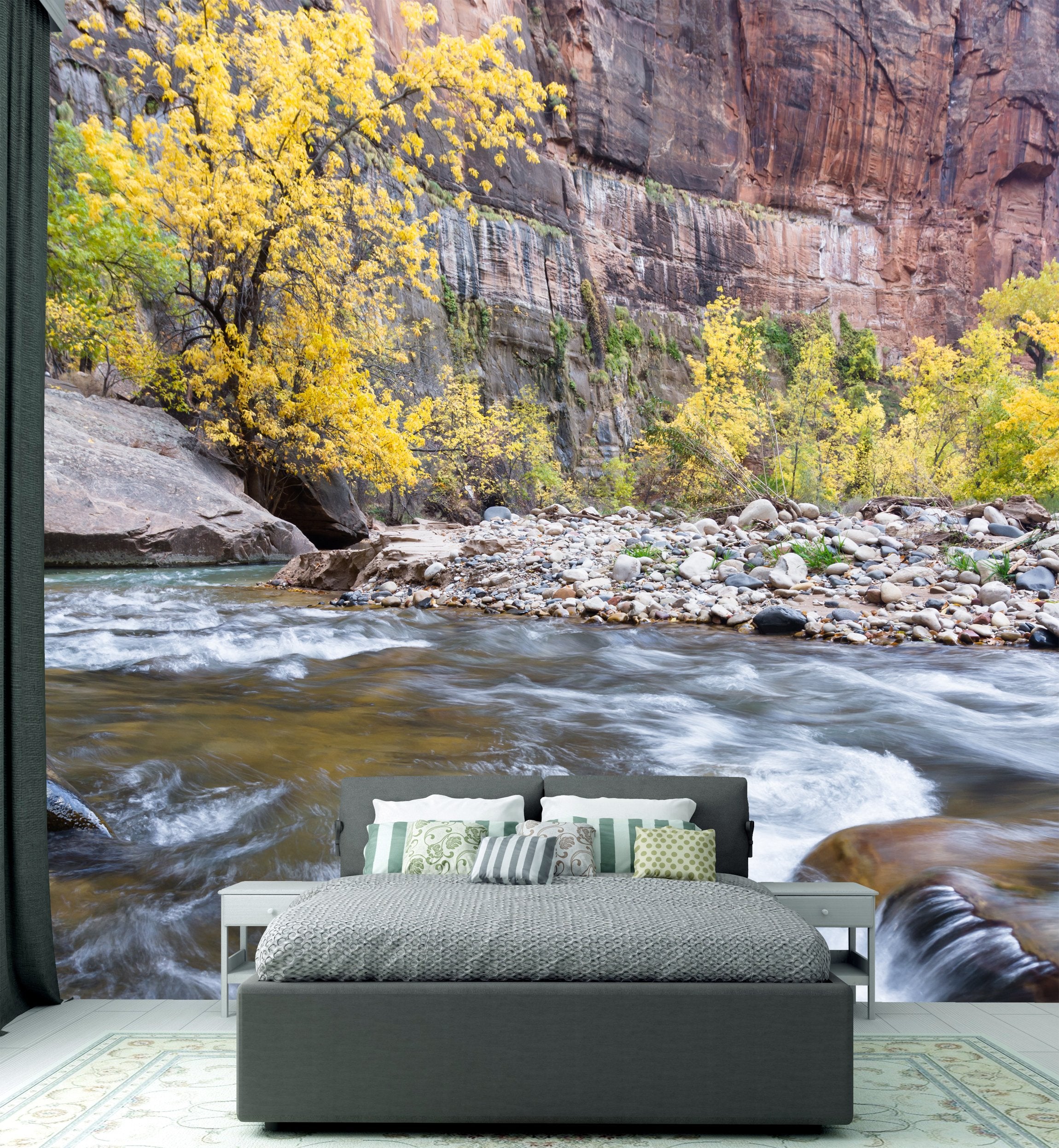 PVC Fototapete Autumn On The Virgin River- ECO Wandbild Selbstklebende Tapete - 3D Vinyl Wandsticker XXL SW294
